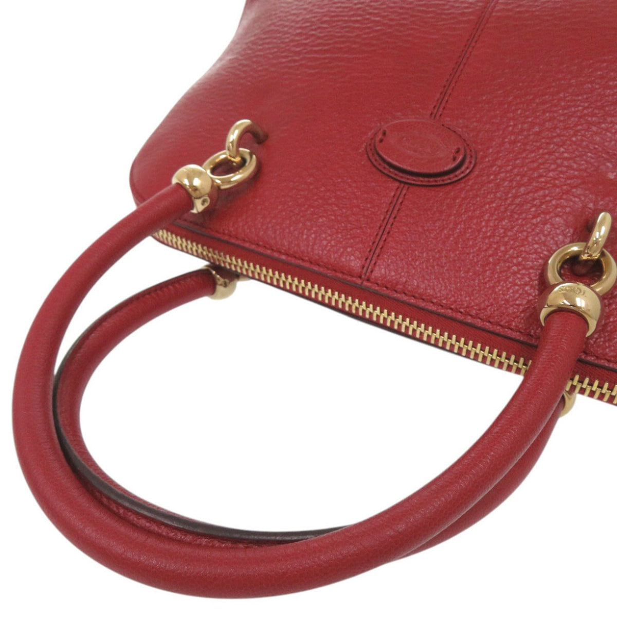 Tod's Red Color Leather Handbag Shoulder Bag (Pre-Owned)