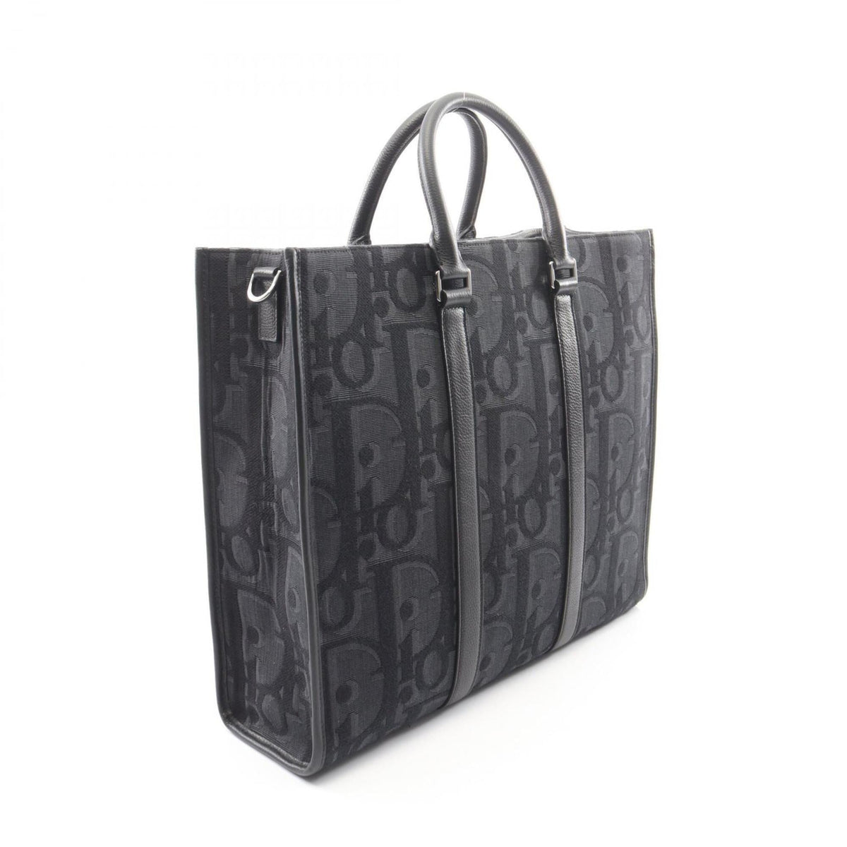 Christian Dior Black Canvas Leather Handbag Tote Bag (Pre-Owned)