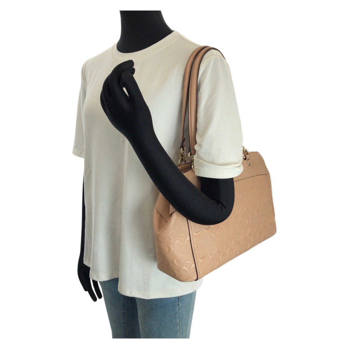 Coach Beige Pink Leather Shoulder Bag Tote Bag (Pre-Owned)