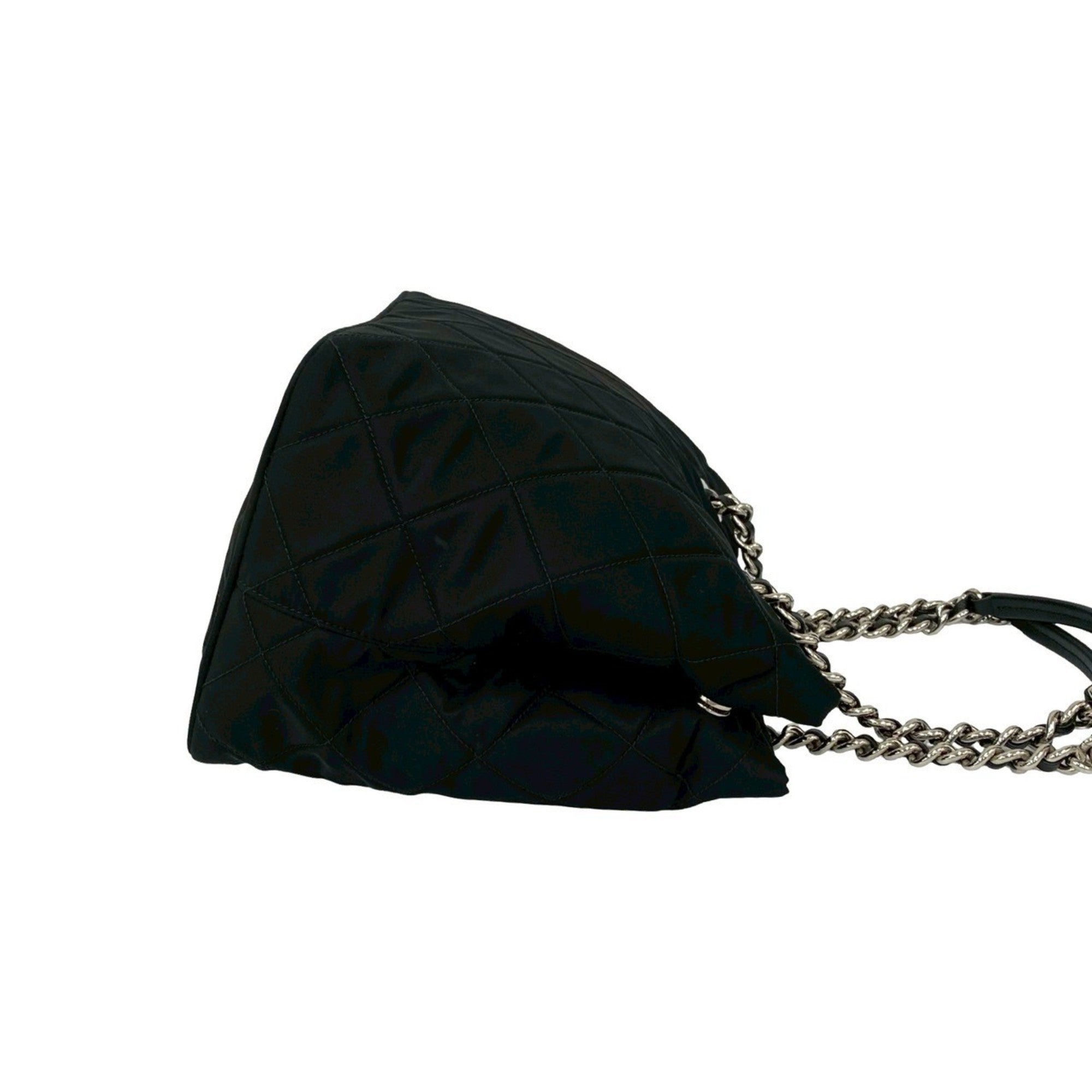 Prada Black Nylon Leather Shoulder Bag Tote Bag (Pre-Owned)