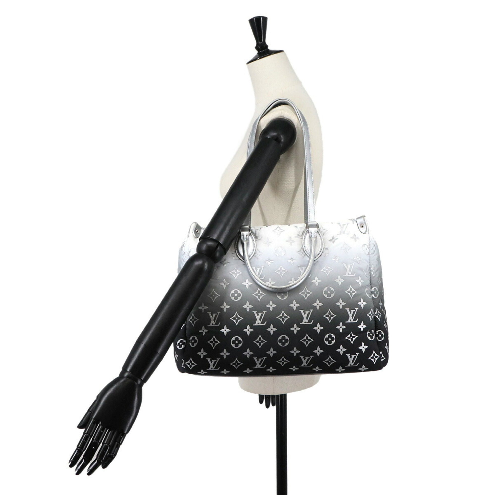 Louis Vuitton Gray Nylon Leather Handbag Tote Bag (Pre-Owned)