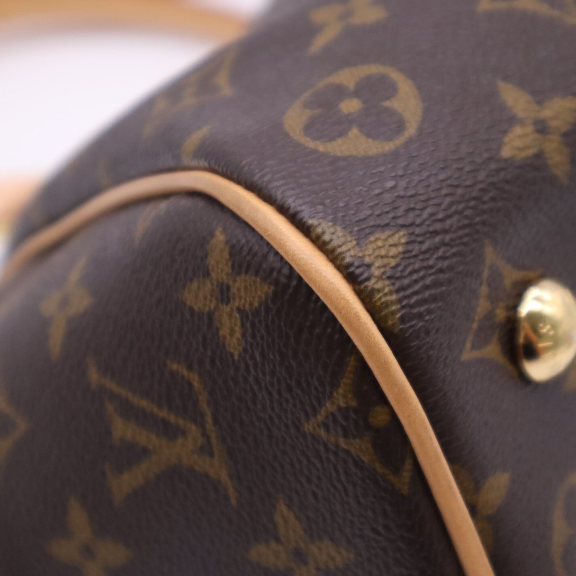 Louis Vuitton Monogram Beige Brown Coated Canvas Leather Handbag (Pre-Owned)