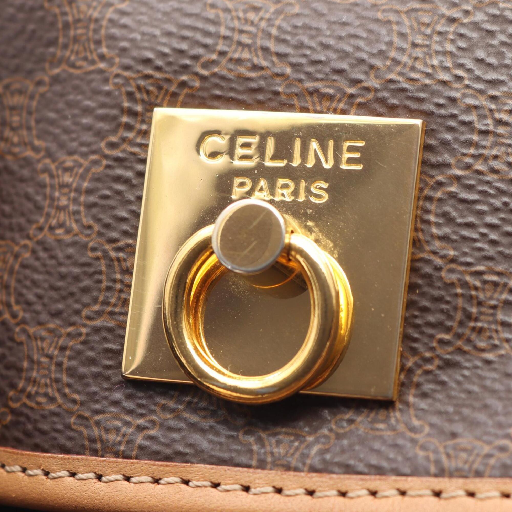 Celine Beige Brown Coated Canvas Leather Backpack Handbag (Pre-Owned)