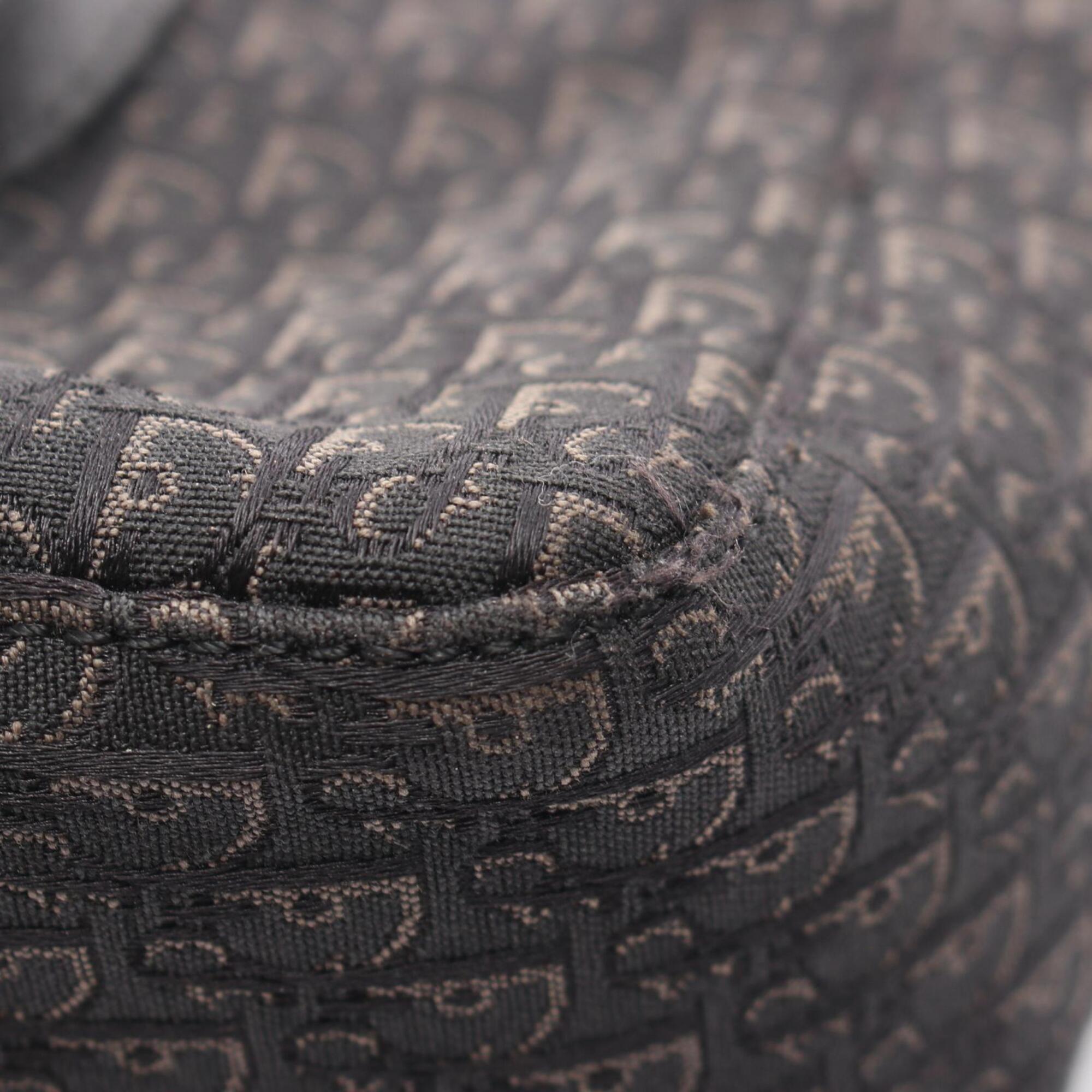 Christian Dior Black Gray Canvas Handbag Tote Bag (Pre-Owned)