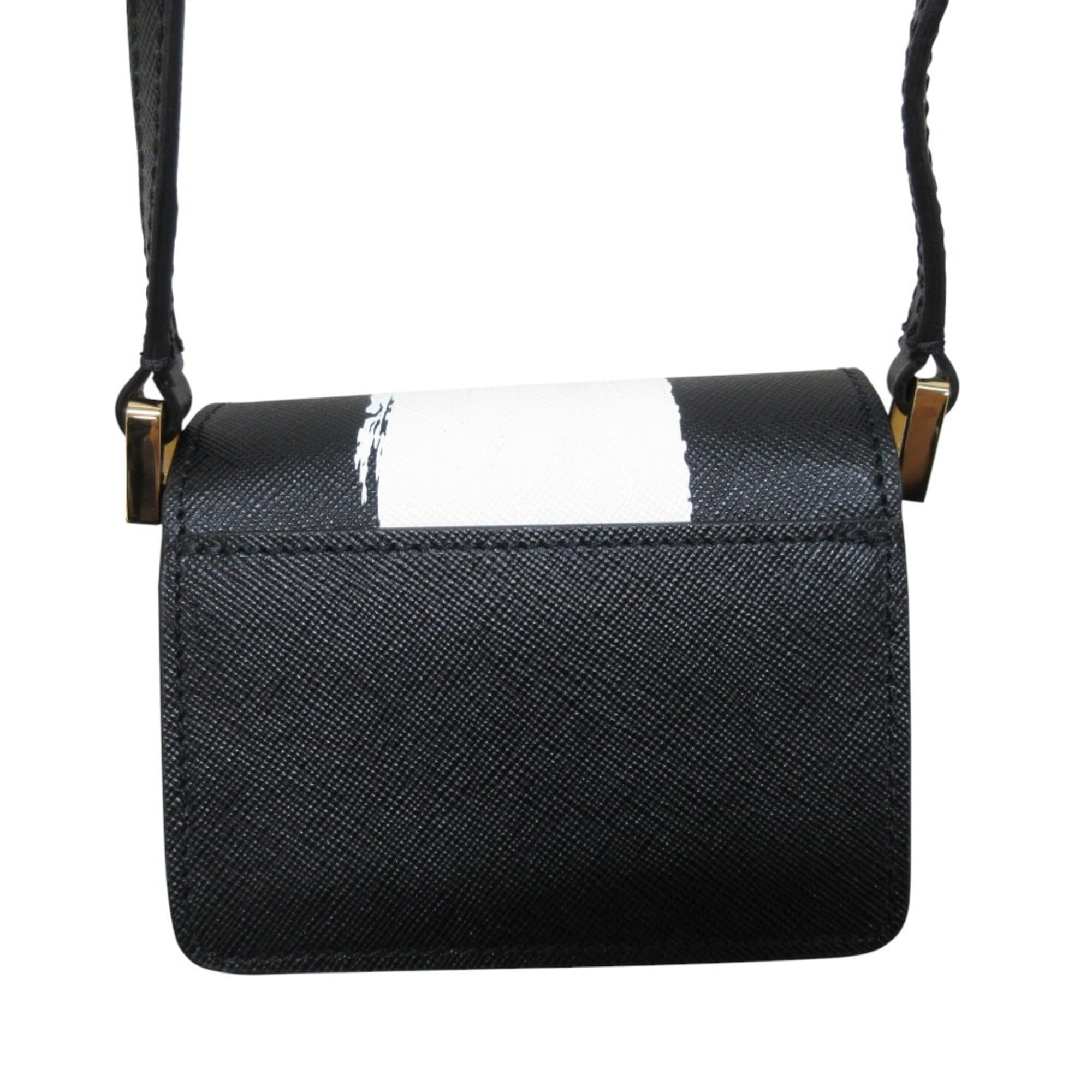 Marni Black White Leather Pochette Shoulder Bag (Pre-Owned)