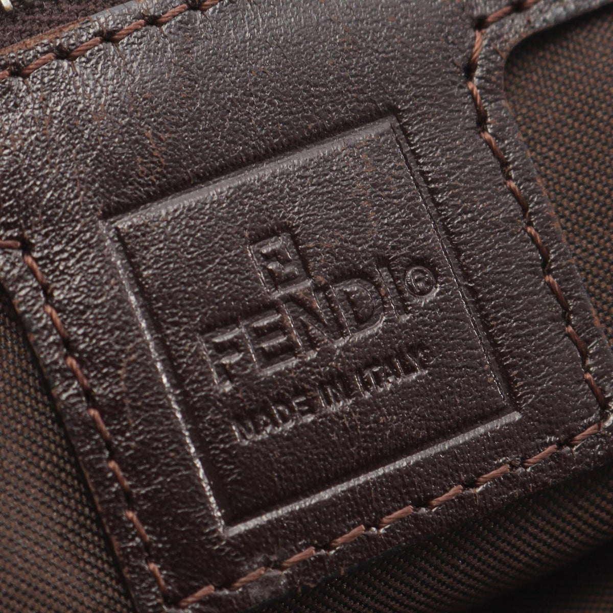 Fendi Beige Black Brown Canvas Leather Handbag (Pre-Owned)