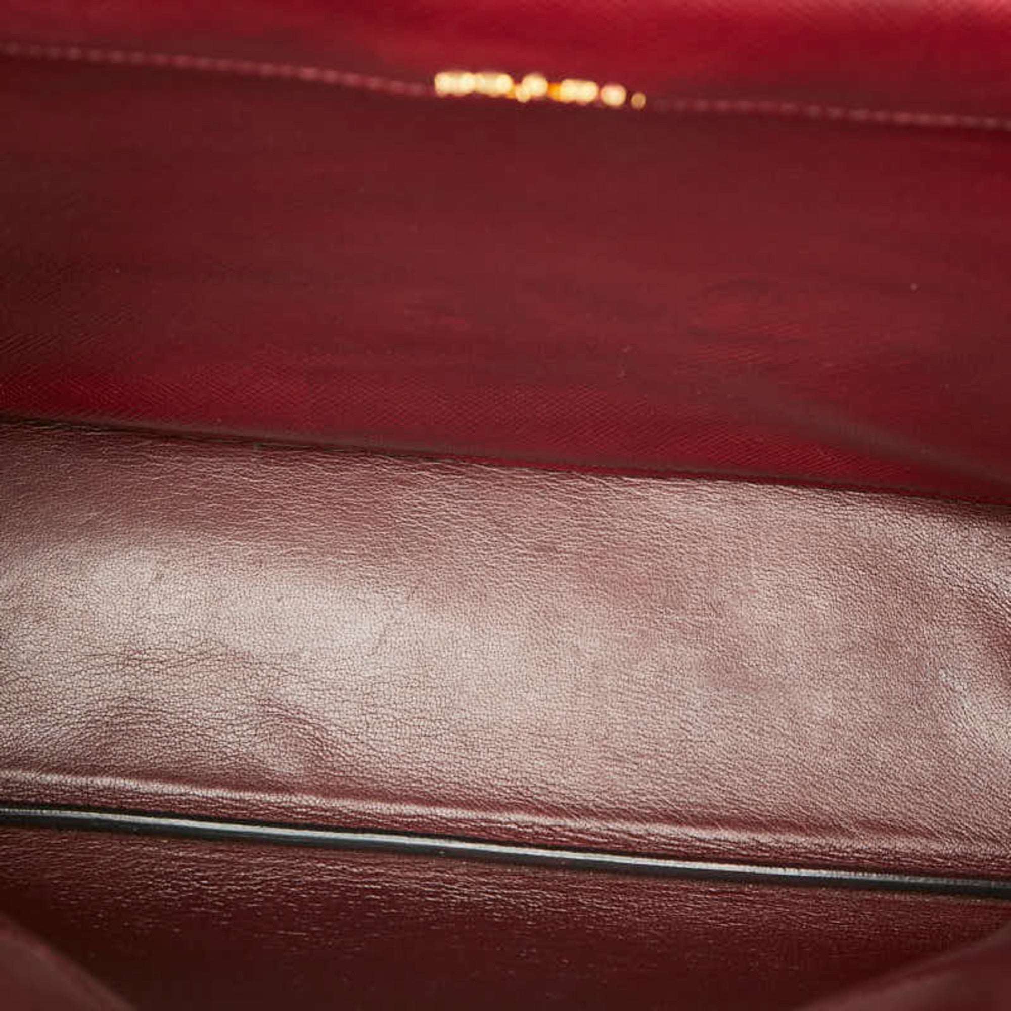 Prada Red Color Wine Leather Handbag Tote Bag (Pre-Owned)