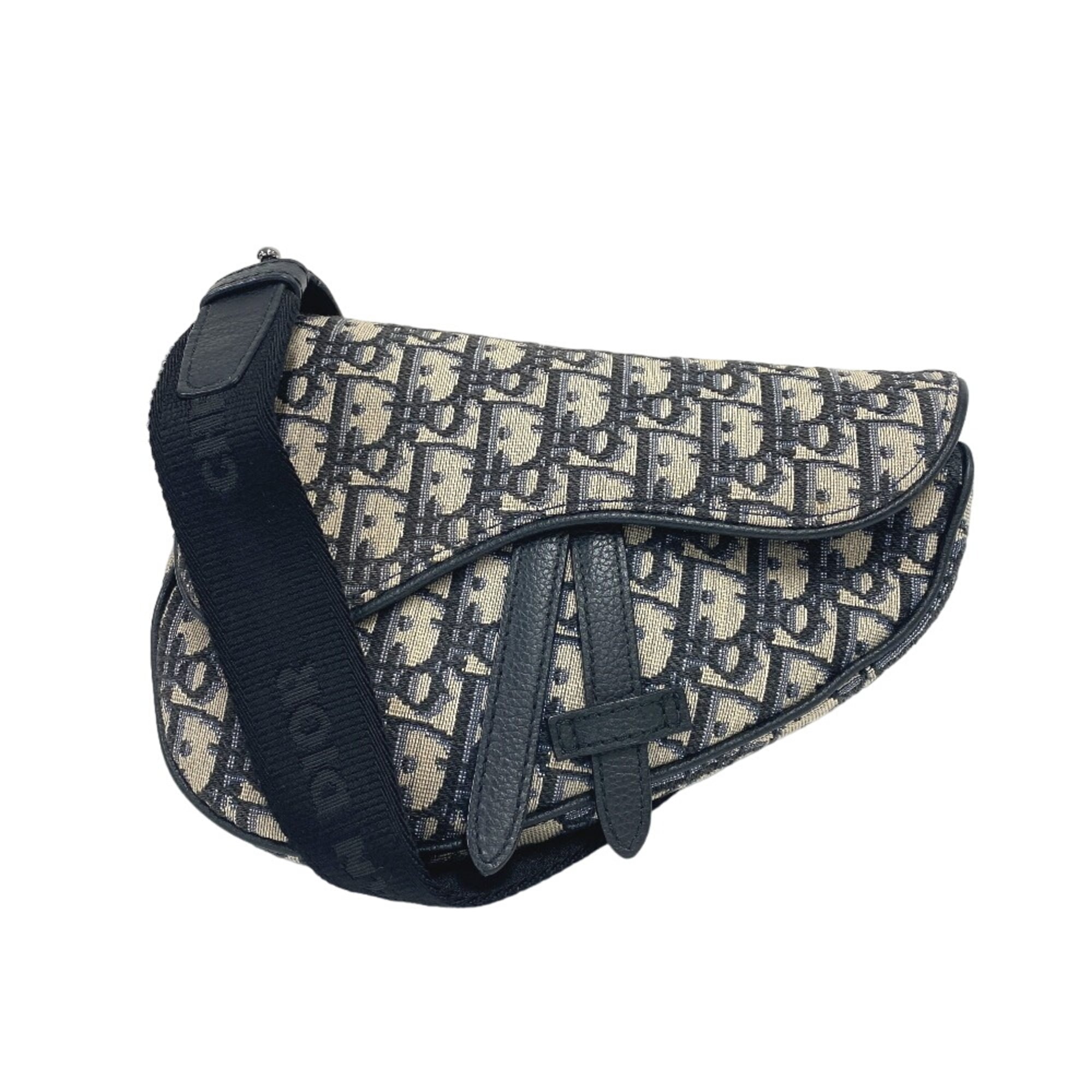 Christian Dior Navy Canvas Saddle Bag Sling Bag (Pre-Owned)