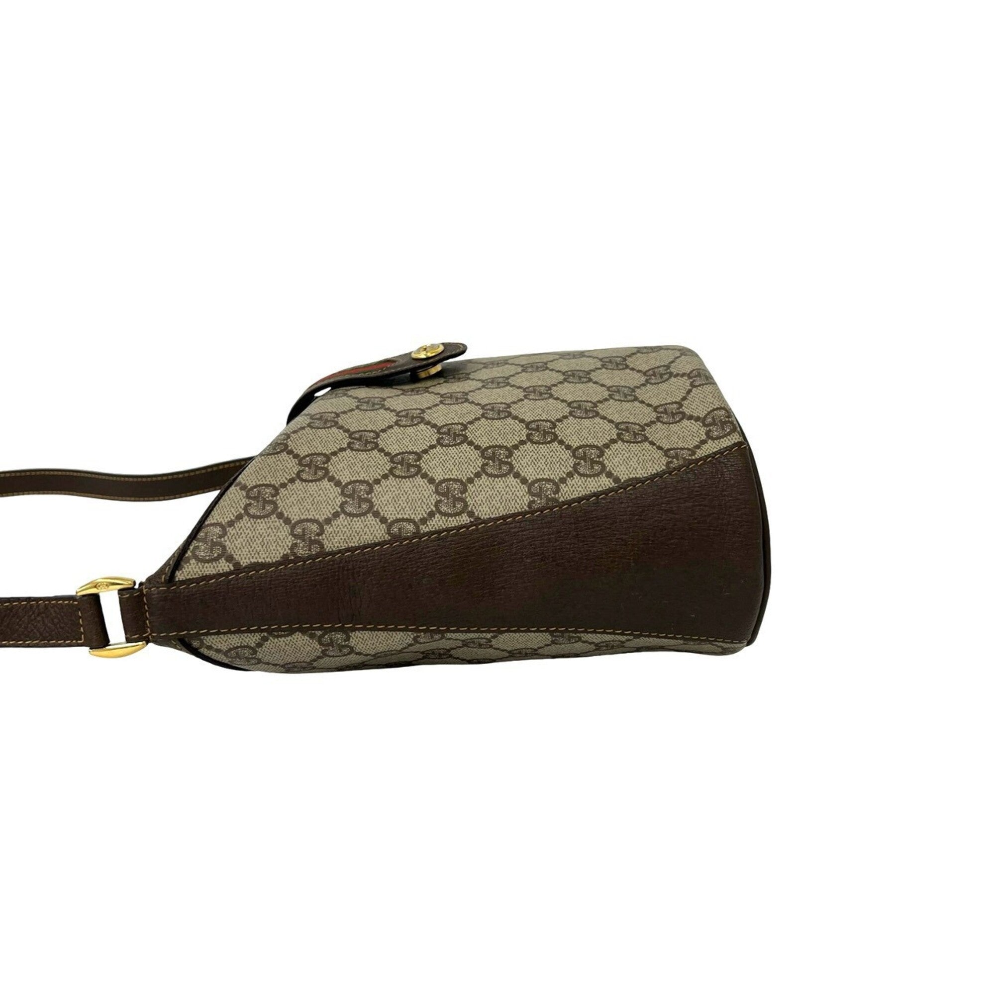 Gucci Brown Green Red Color Leather Pvc Pochette Shoulder Bag (Pre-Owned)