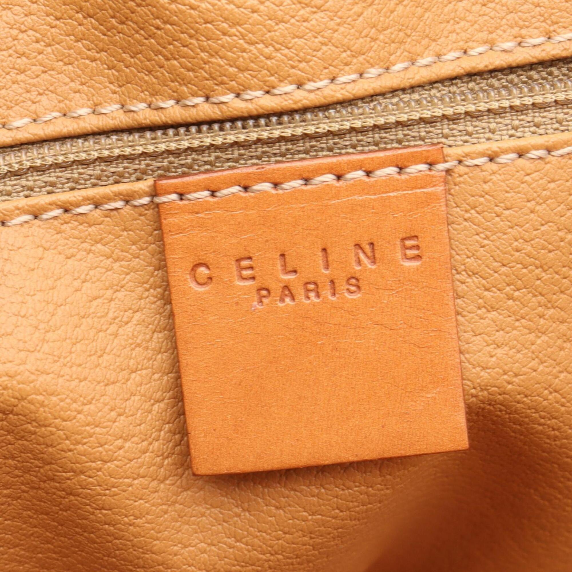 Celine Beige Brown Coated Canvas Leather Handbag (Pre-Owned)
