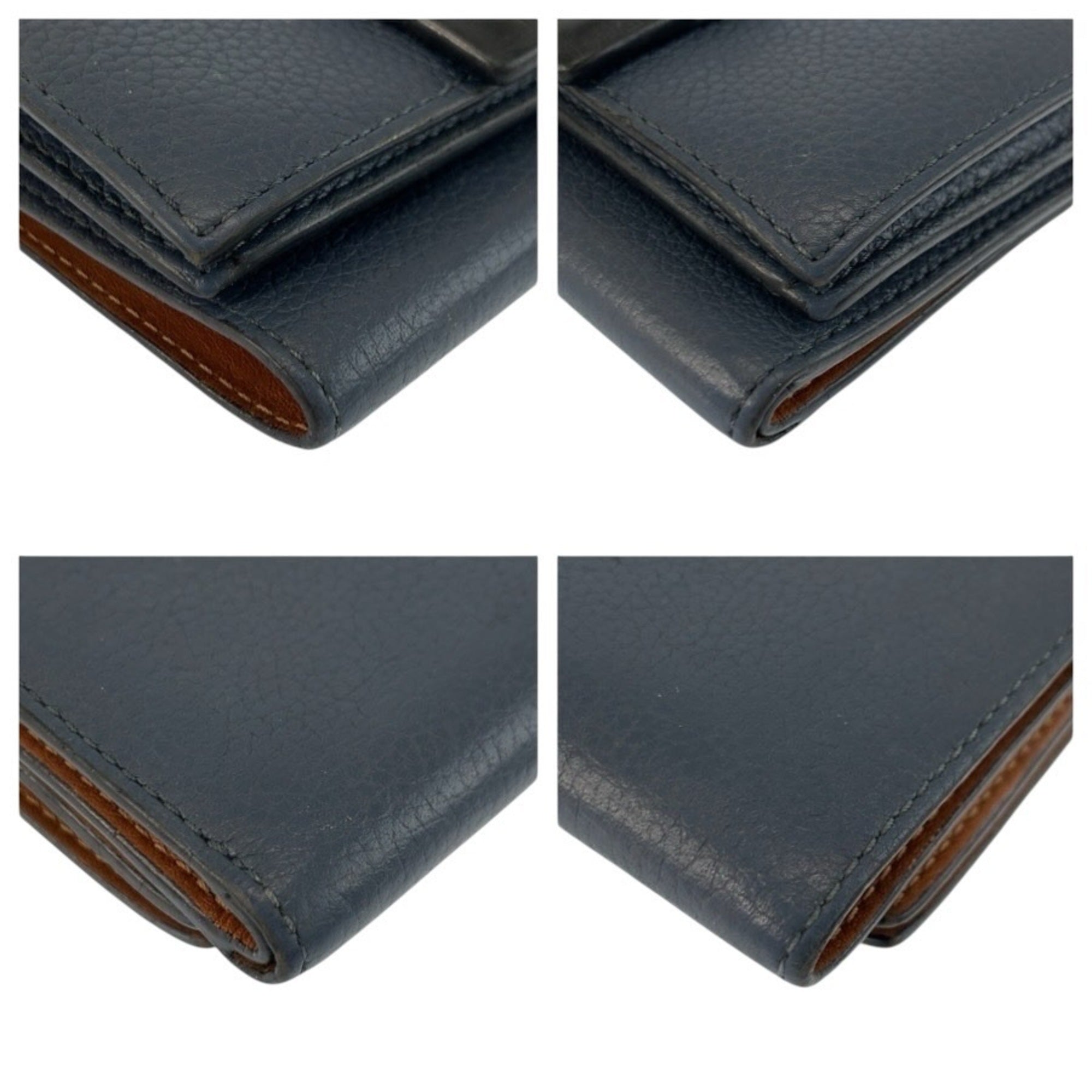 Loewe Black Brown Navy Leather Wallet (Tri-Fold) (Pre-Owned)