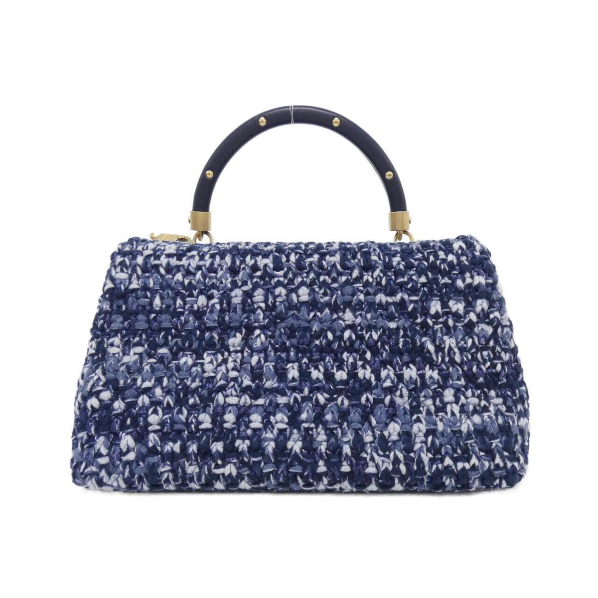 Chanel Navy Tweed Leather Handbag (Pre-Owned)