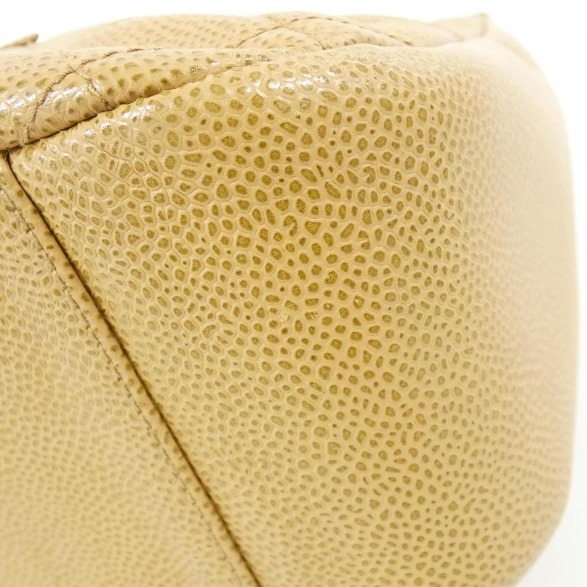Chanel Beige Grained Calfskin Shoulder Bag (Pre-Owned)
