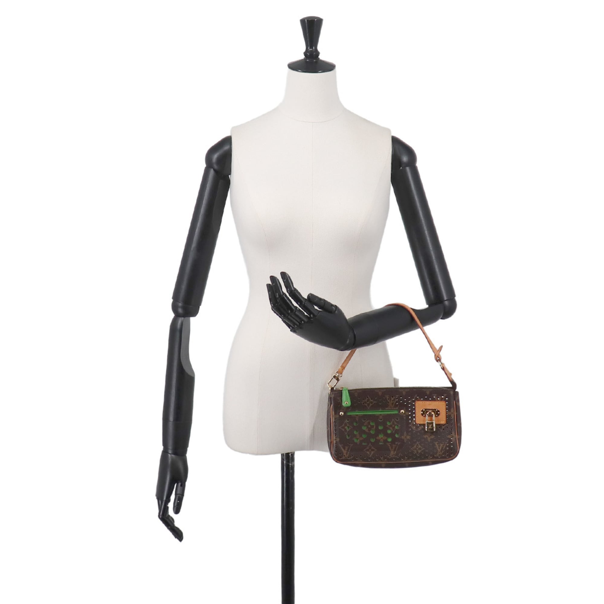 Louis Vuitton Monogram Vert Monogram Perforated Canvas Handbag Pochette (Pre-Owned)