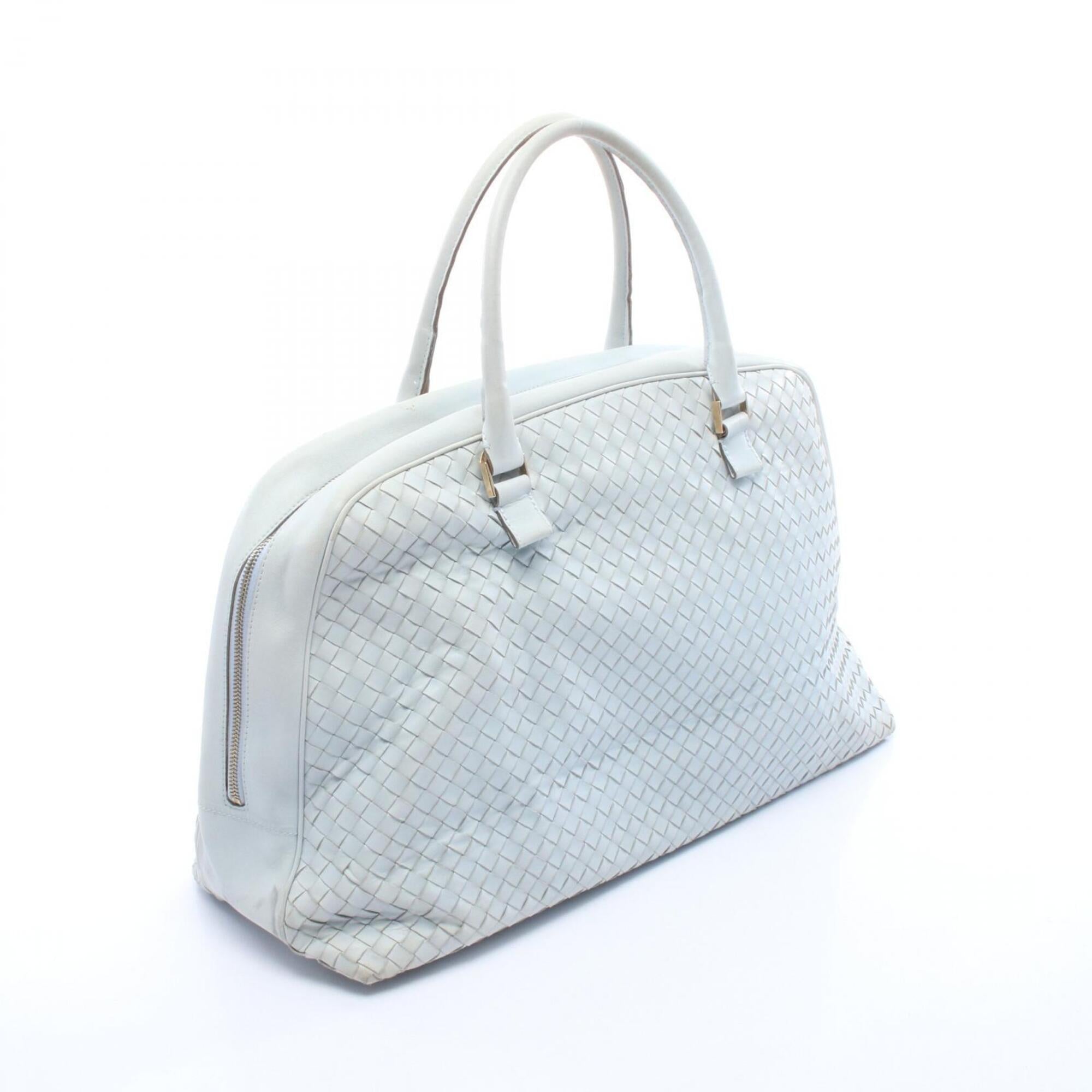 Bottega Veneta Blue Leather Boston Bag Handbag (Pre-Owned)