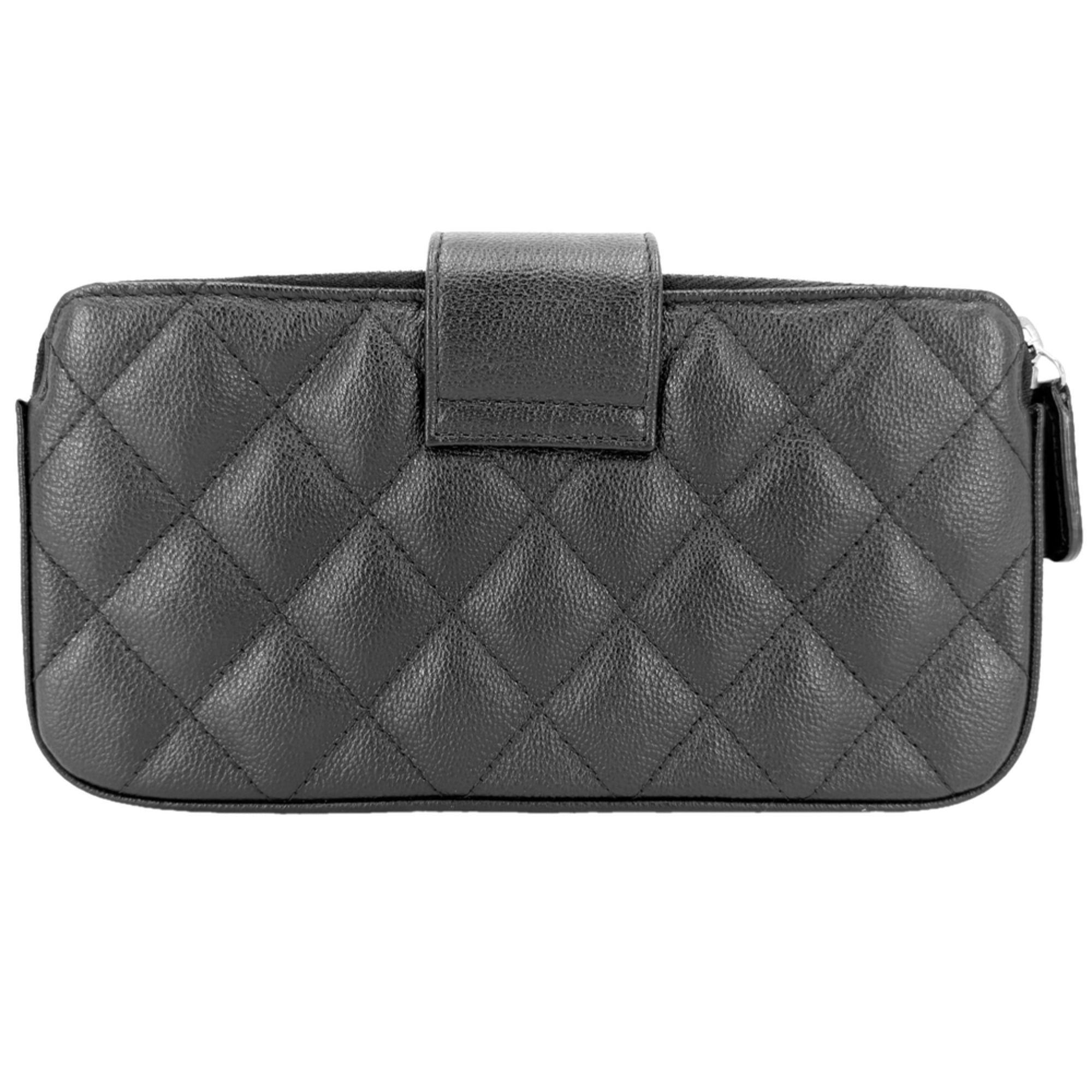 Chanel Matelasse Black Grained Calfskin Chain/Shoulder Wallet (Pre-Owned)