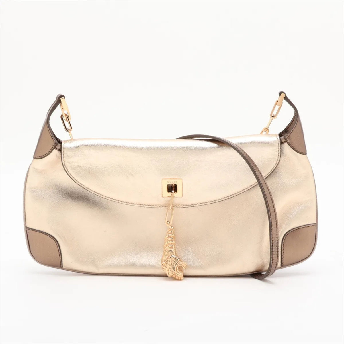 Gucci Gold Leather Handbag Shoulder Bag Tote Bag (Pre-Owned)