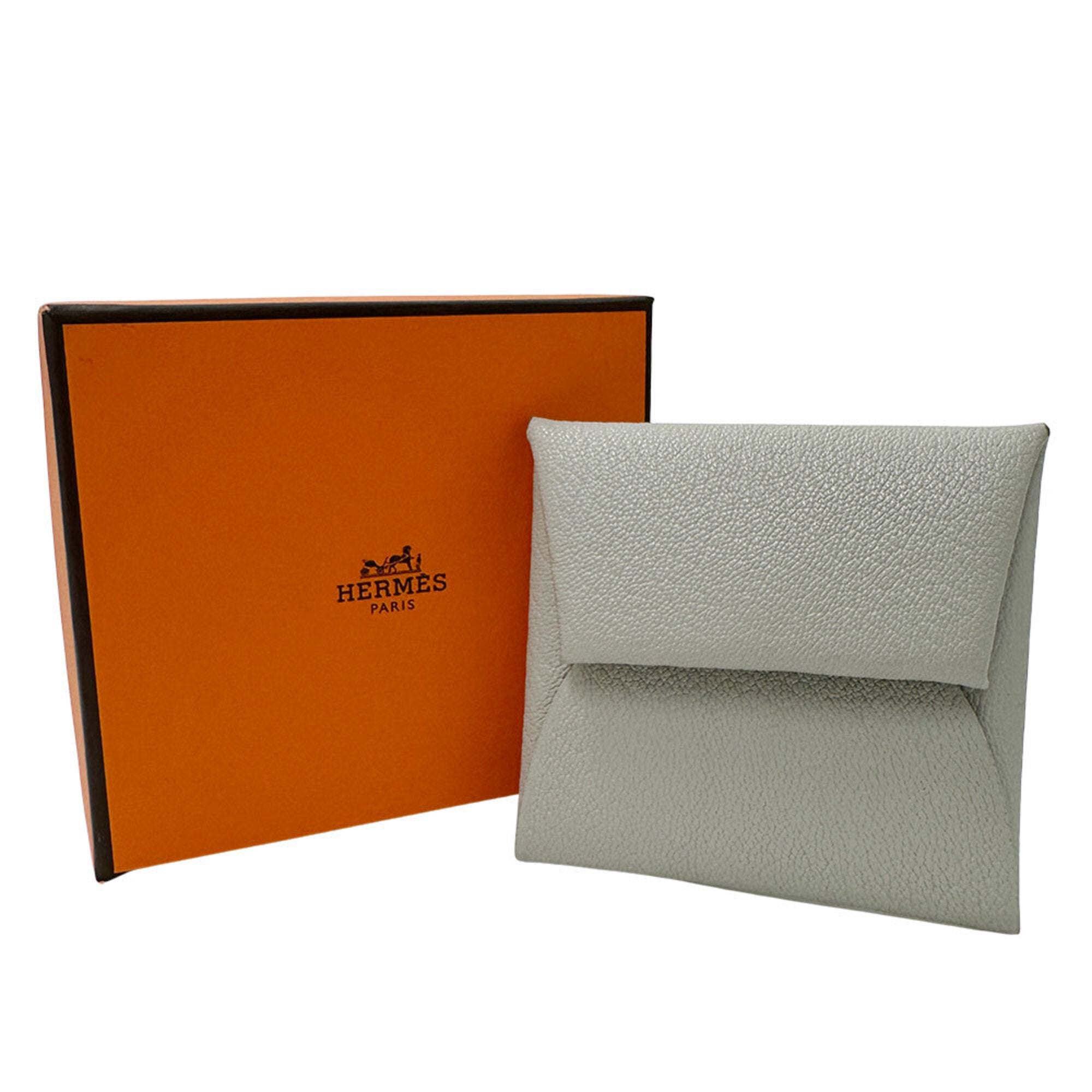 Hermes Pearl Gray Chevre Myzore Leather Coin Purse/Coin Case (Pre-Owned)