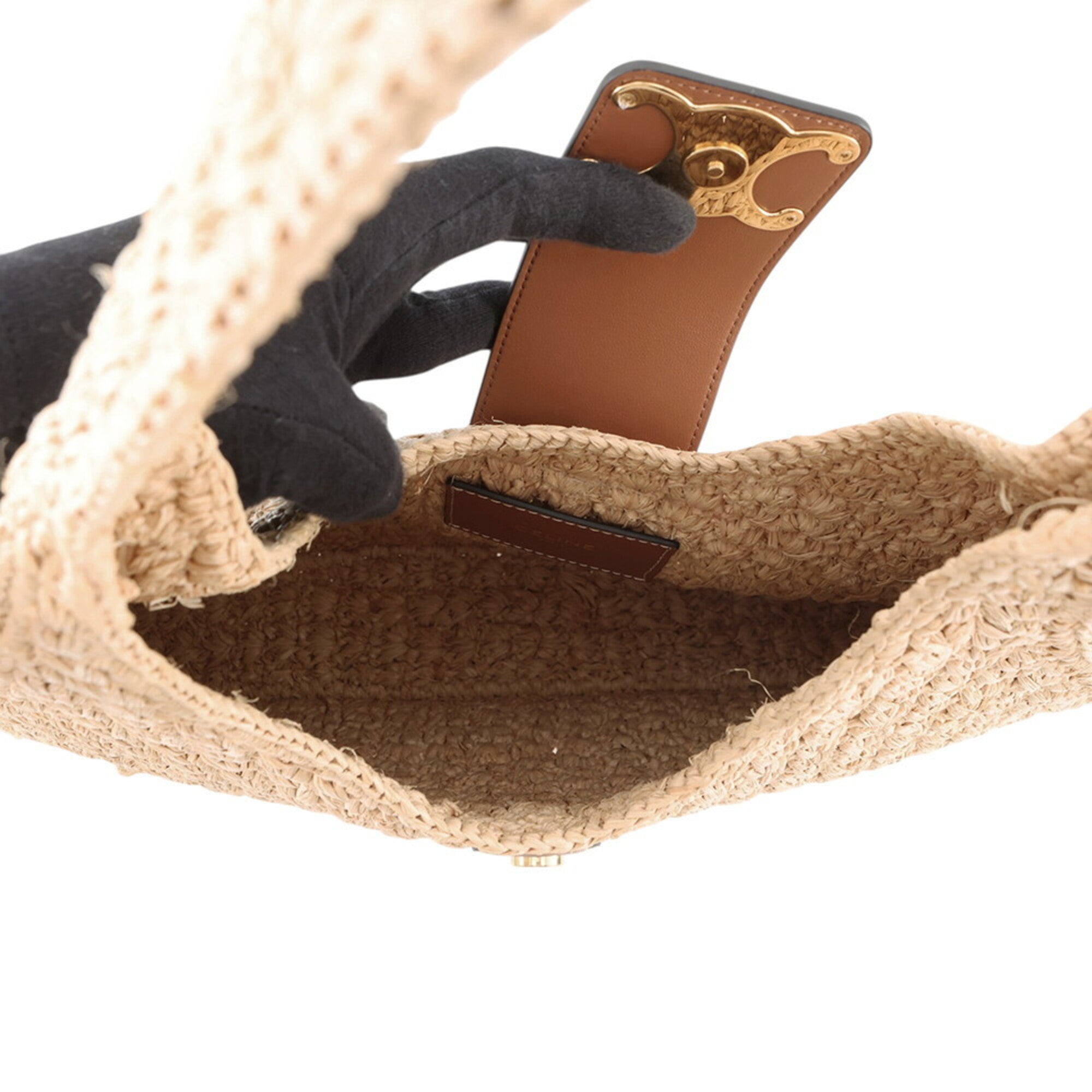 Celine Brown Raffia Leather Shoulder Bag (Pre-Owned)
