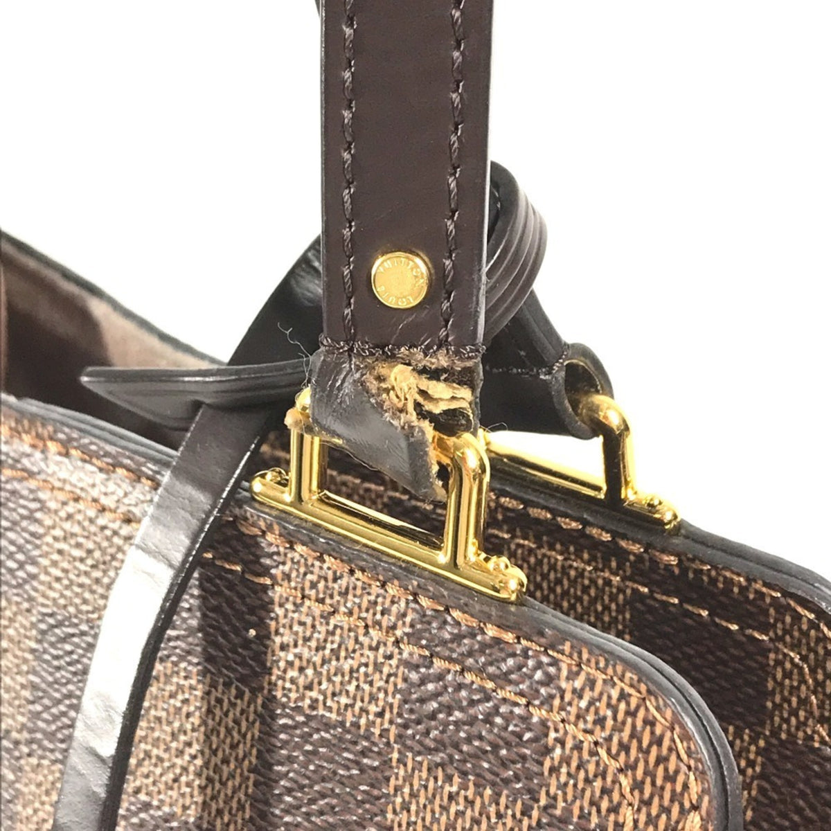 Louis Vuitton Brown Damier Canvas Galle Magnolia Pink Jersey Handbag Shoulder Bag Tote Bag (Pre-Owned)
