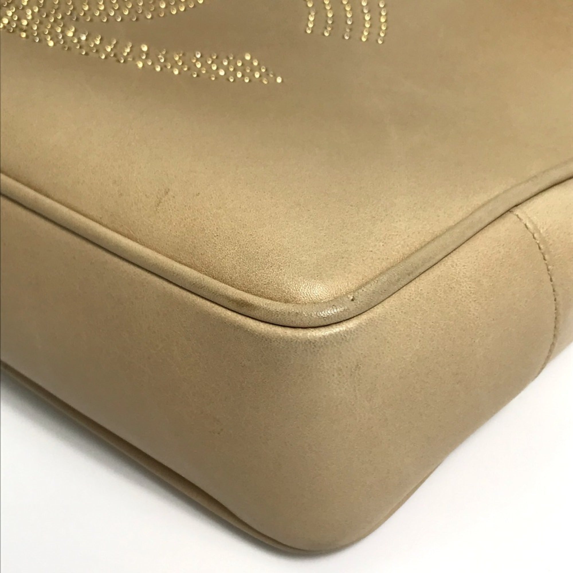 Chanel Beige Leather Shoulder Bag Tote Bag (Pre-Owned)