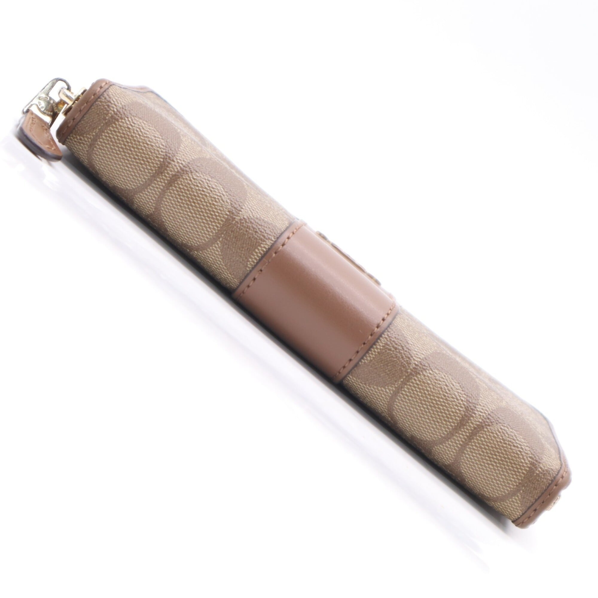 Coach Signature Beige Brown Multi-Color Signature Line Long Wallet (Bi-Fold) (Pre-Owned)