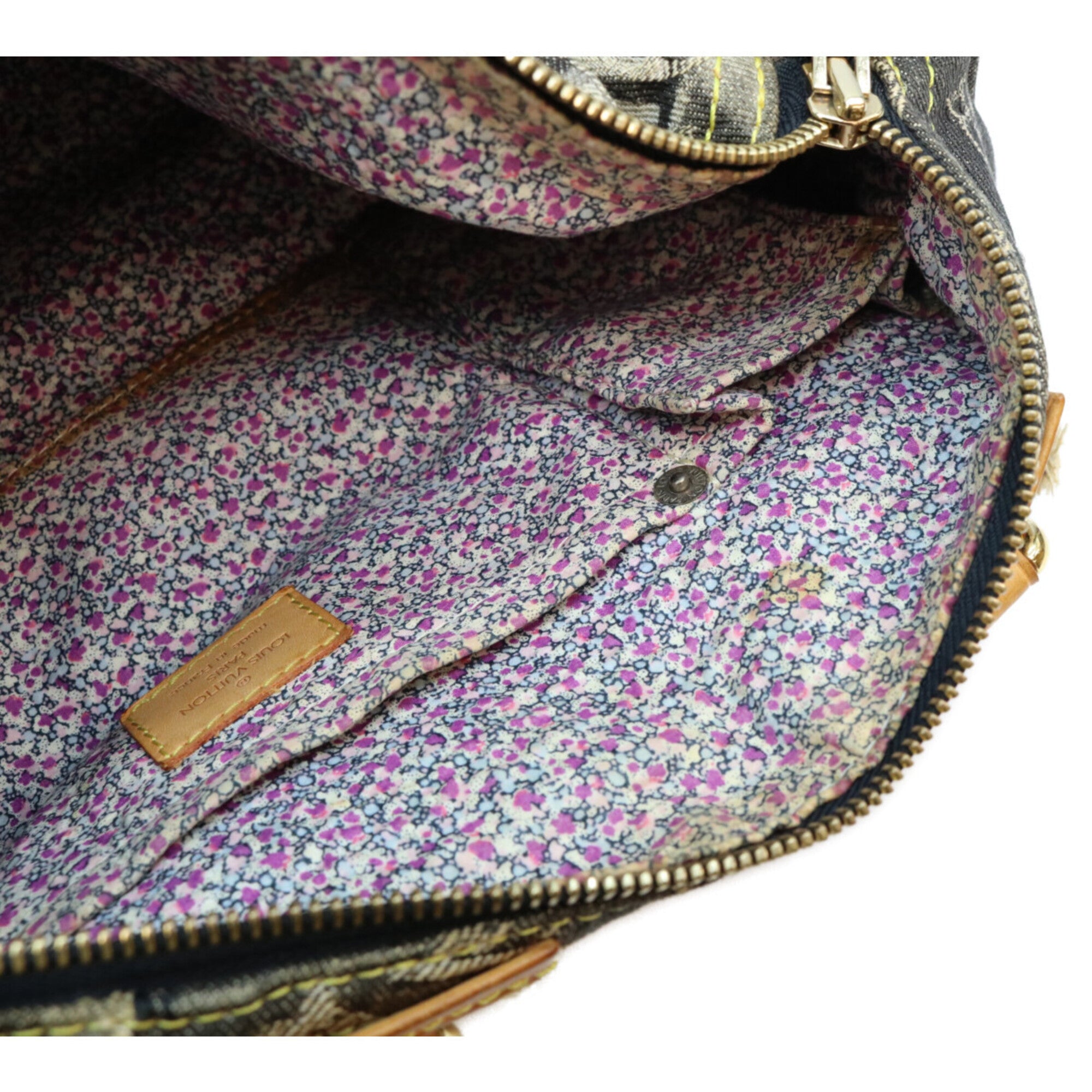 Louis Vuitton Black Brown Monogram Denim Boston Bag (Pre-Owned)
