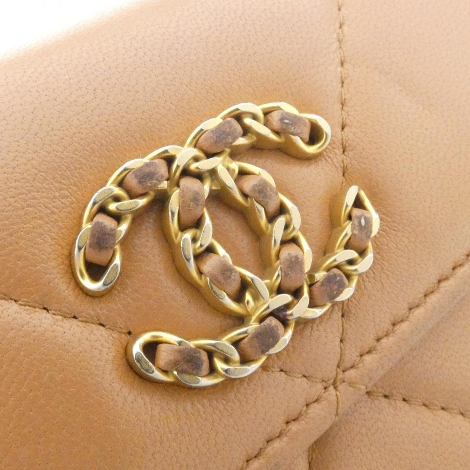 Chanel Brown Leather Long Wallet (Bi-Fold) (Pre-Owned)