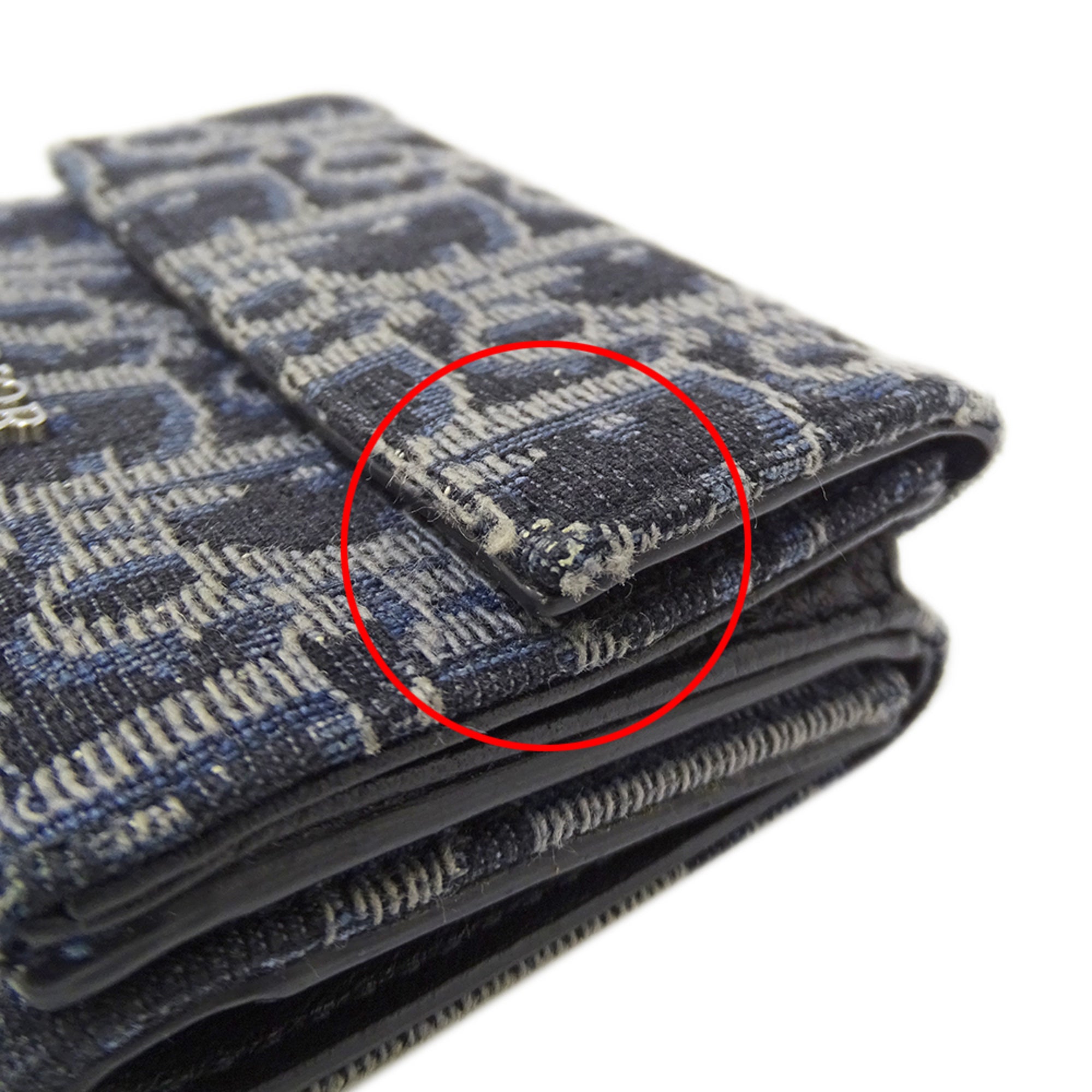 Christian Dior Navy Jacquard Wallet (Tri-Fold) (Pre-Owned)