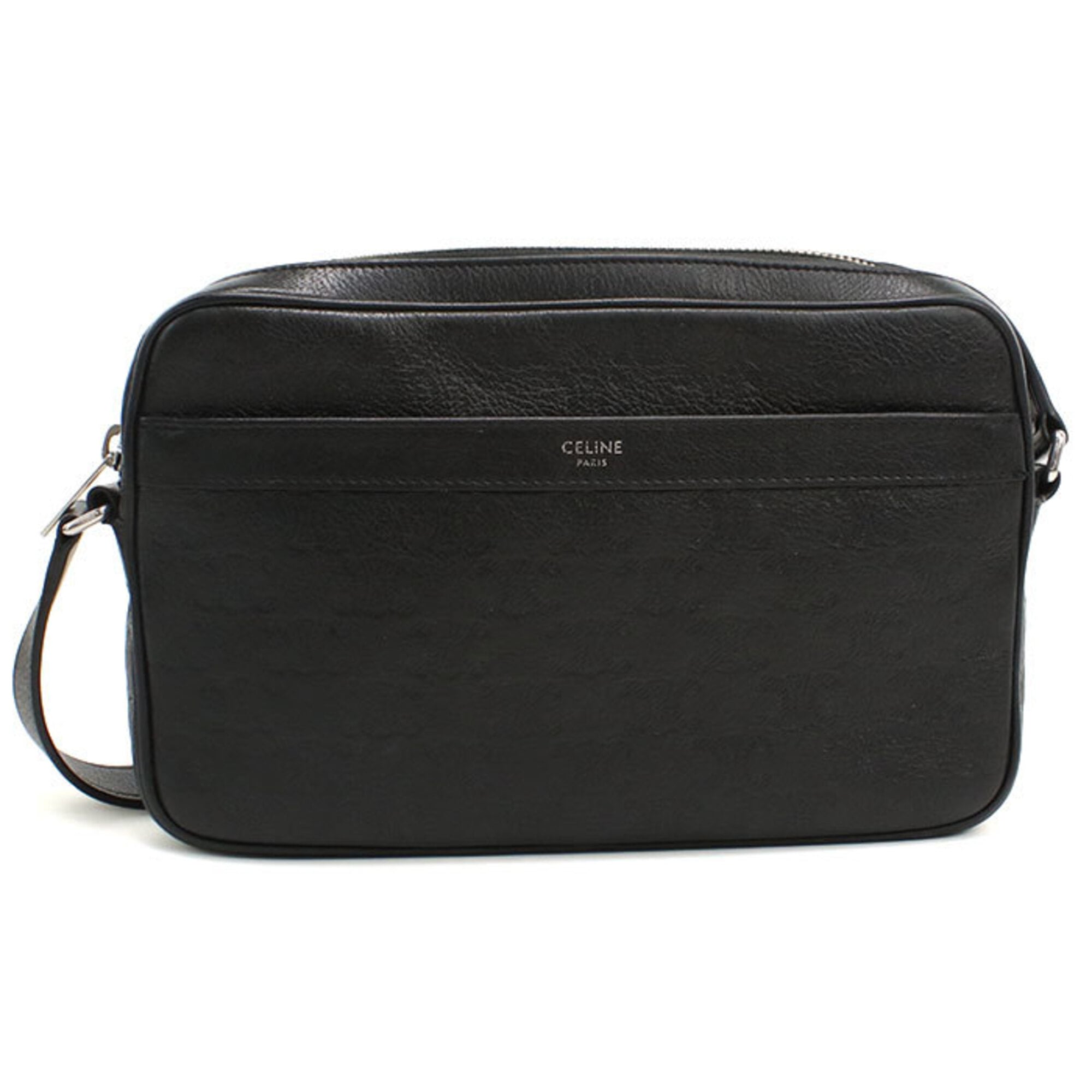 Celine Black Leather Messenger Bag Shoulder Bag (Pre-Owned)
