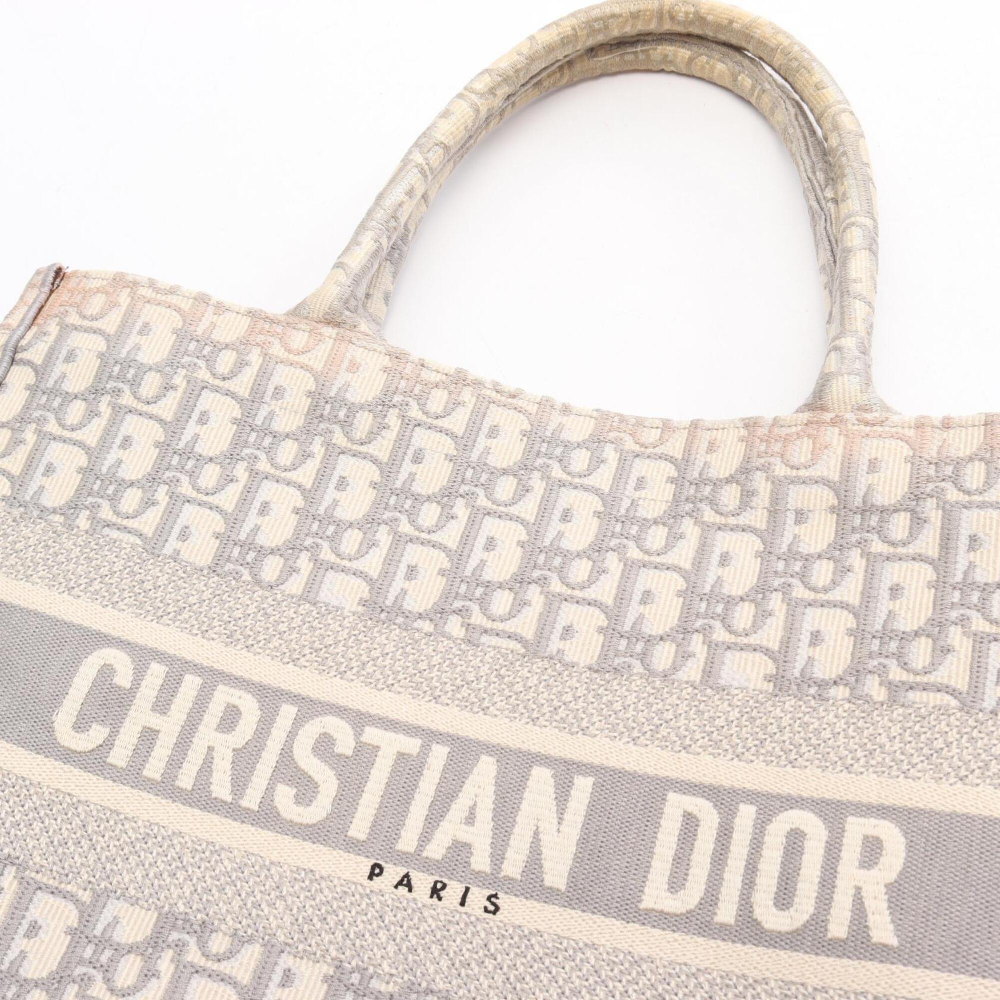 Christian Dior Gray White Canvas Handbag Tote Bag (Pre-Owned)