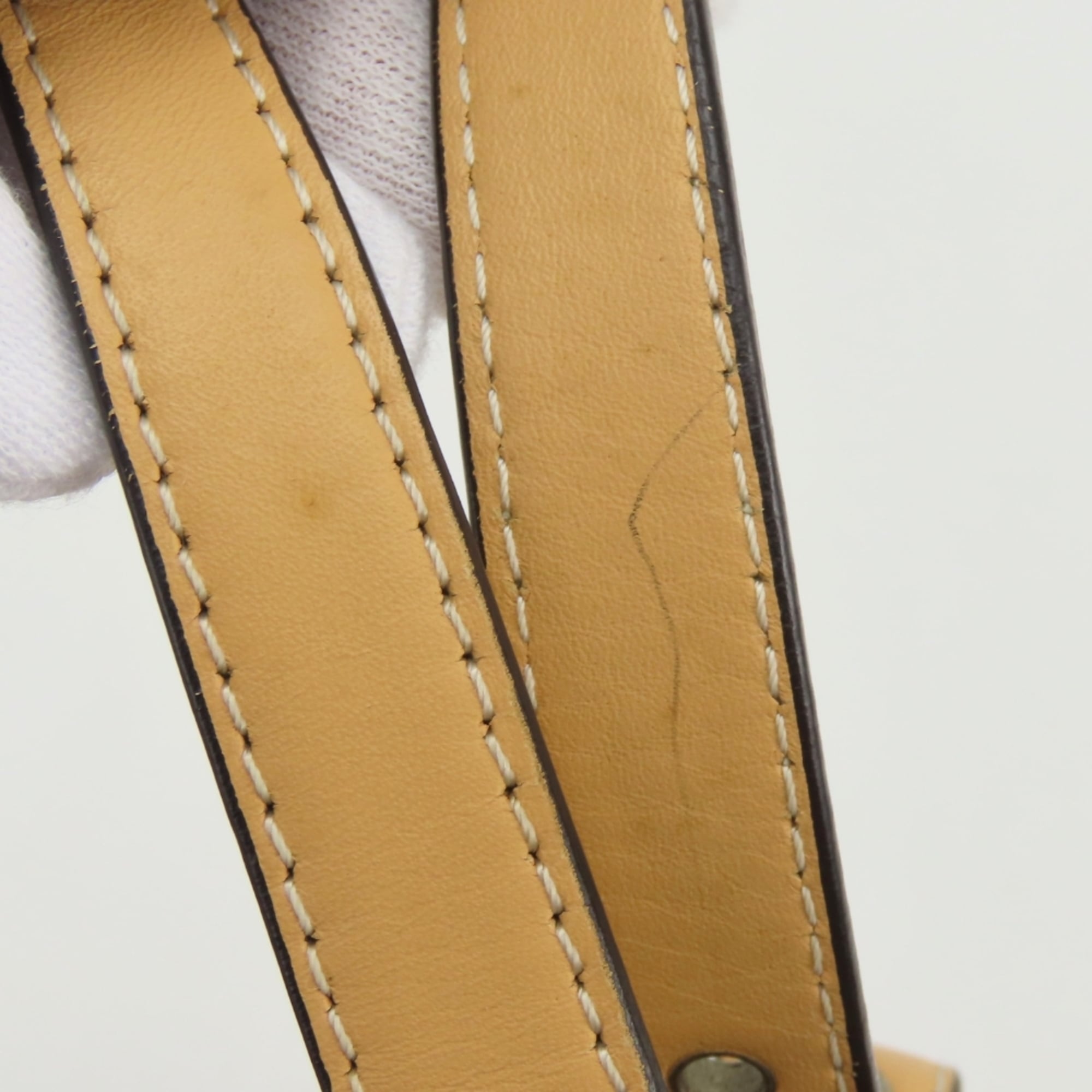 Coach Beige Brown Canvas Leather Handbag (Pre-Owned)