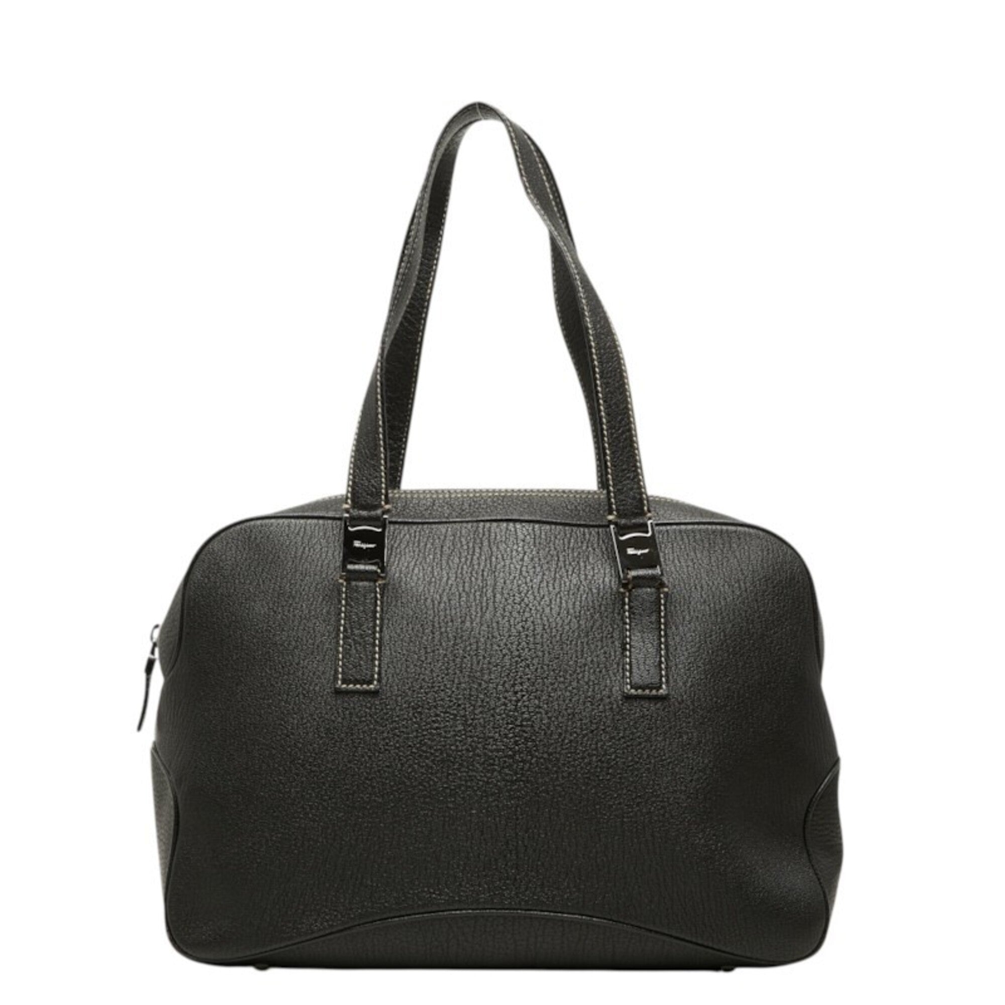 Salvatore Ferragamo Black Leather Handbag (Pre-Owned)