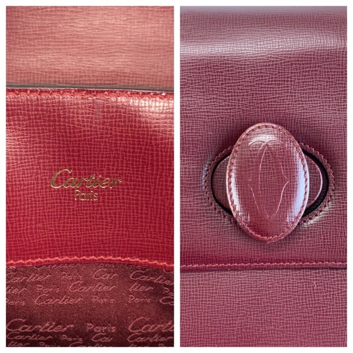 Cartier Bordeaux Wine Red Leather Shoulder Bag (Pre-Owned)