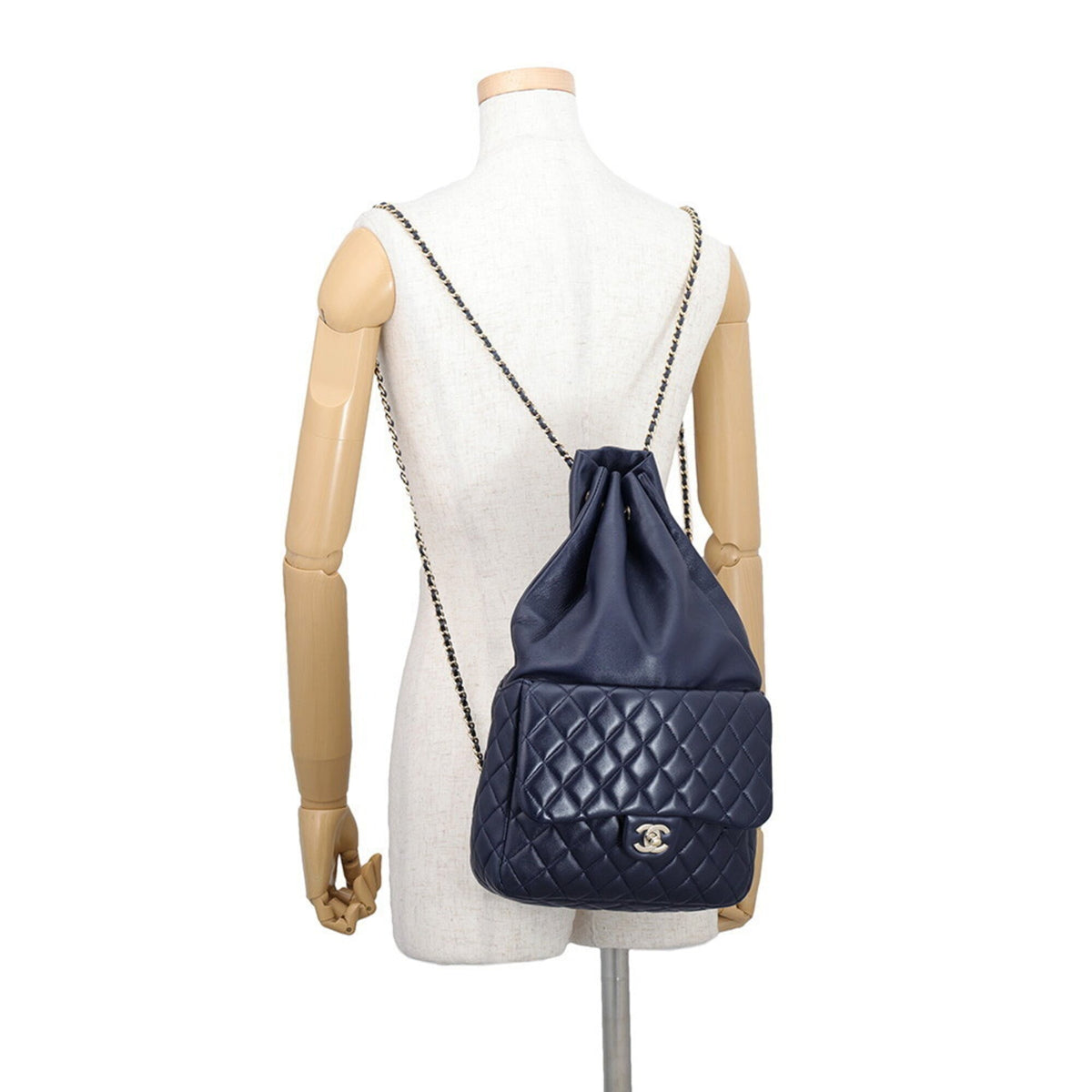 Chanel Matelasse Navy Leather Backpack (Pre-Owned)