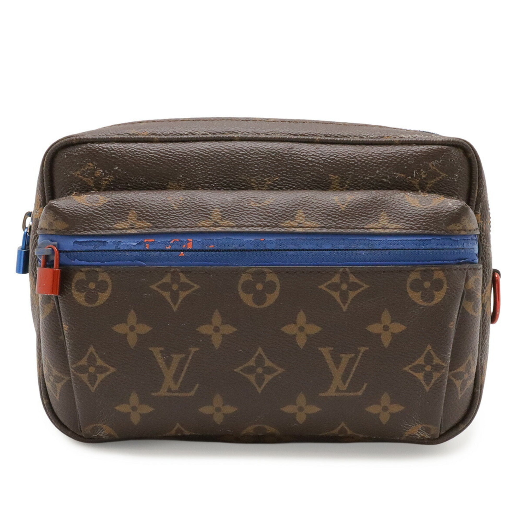 Louis Vuitton Blue Brown Monogram Canvas Fanny Pack Shoulder Bag Sling Bag (Pre-Owned)