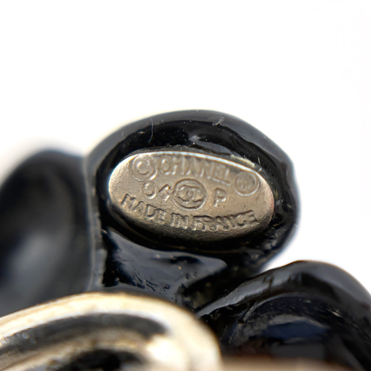 Chanel Silver Black Band Ring (Pre-Owned)
