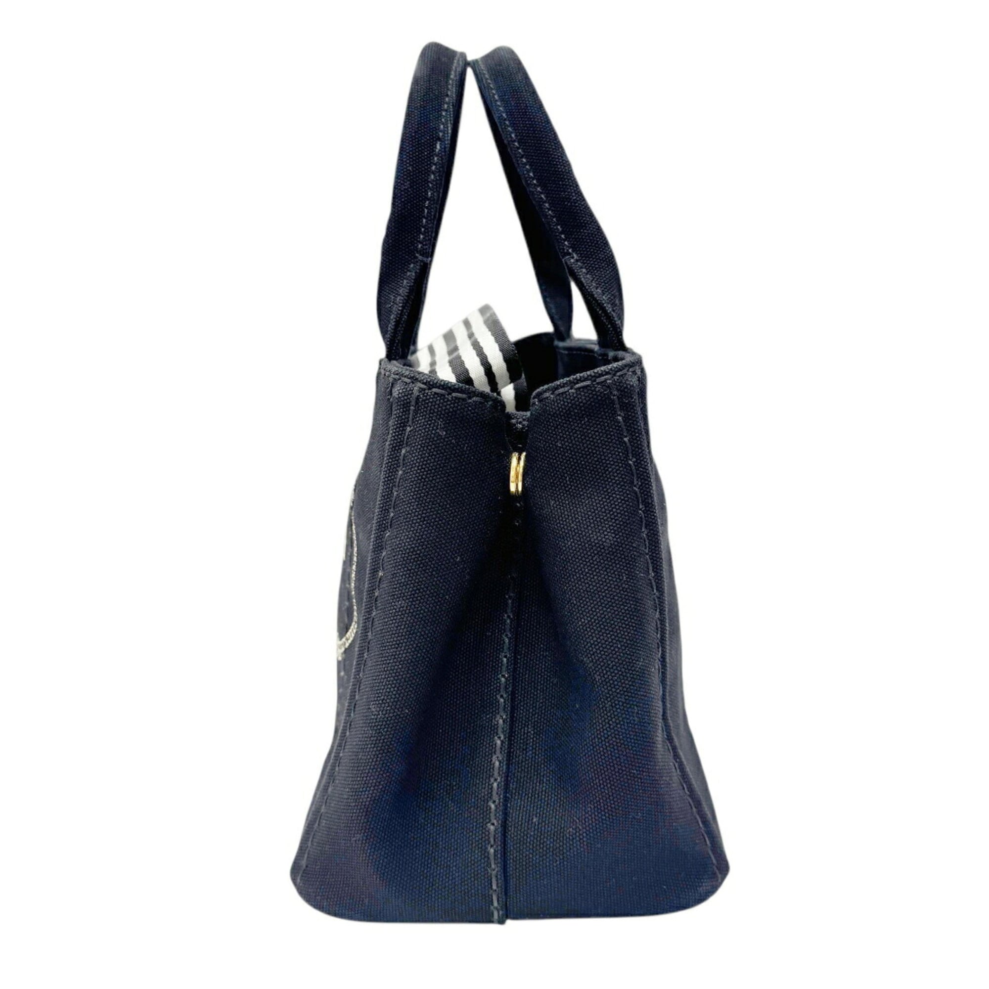 Prada Black White Canvas Handbag Shoulder Bag (Pre-Owned)