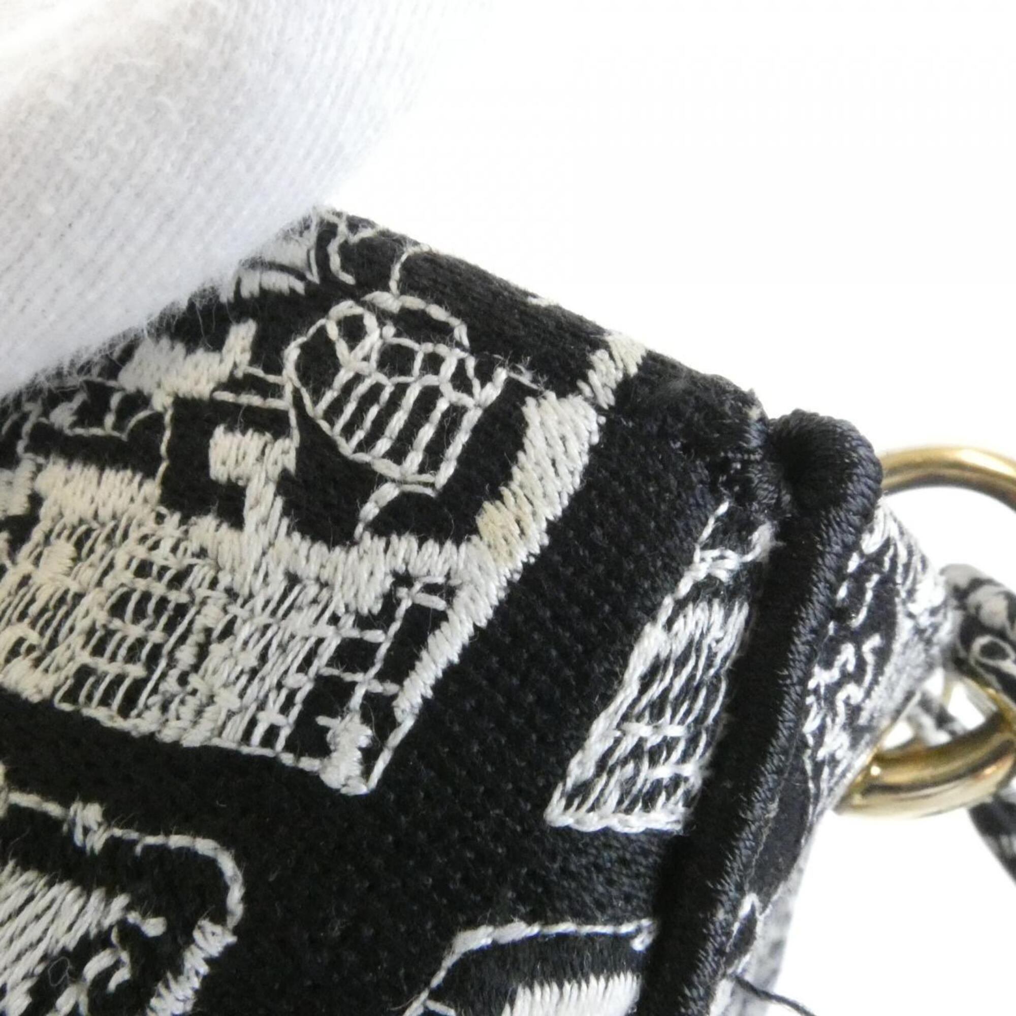 Christian Dior Black White Canvas Handbag (Pre-Owned)