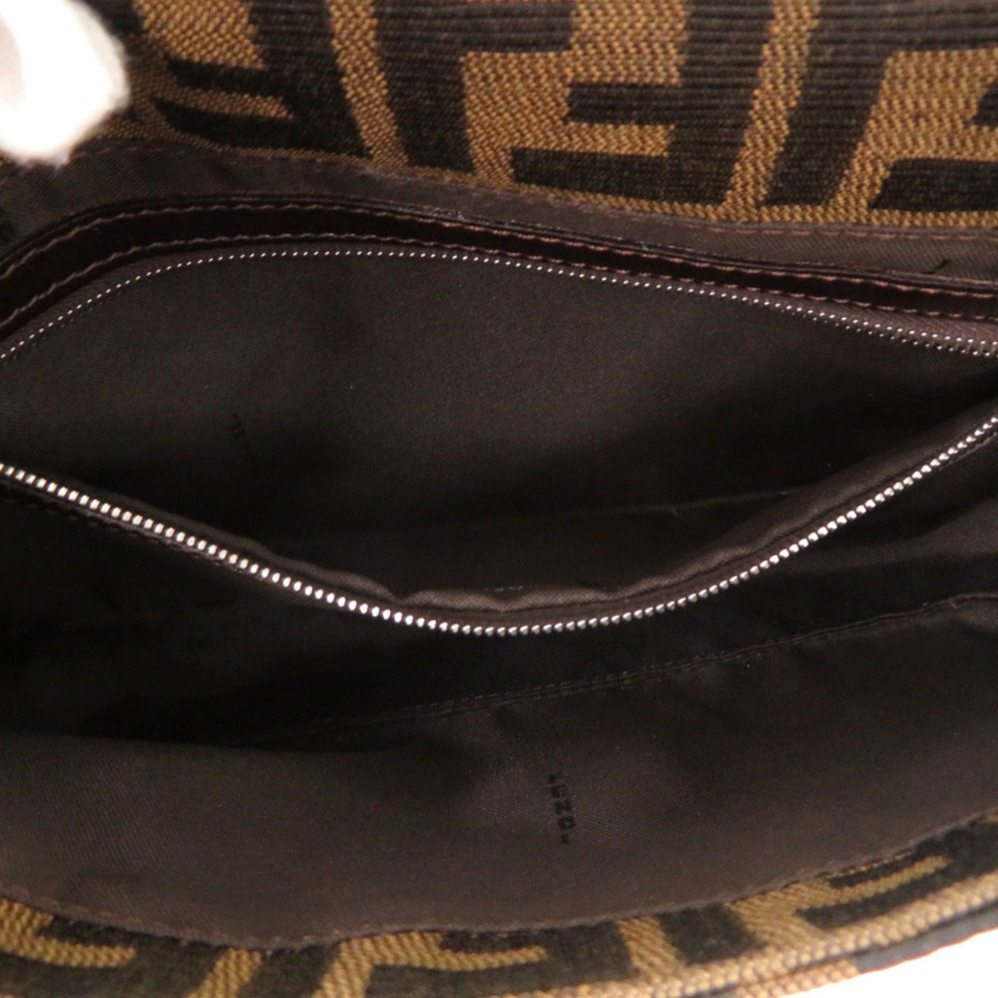 Fendi Brown Leather Nylon Handbag (Pre-Owned)