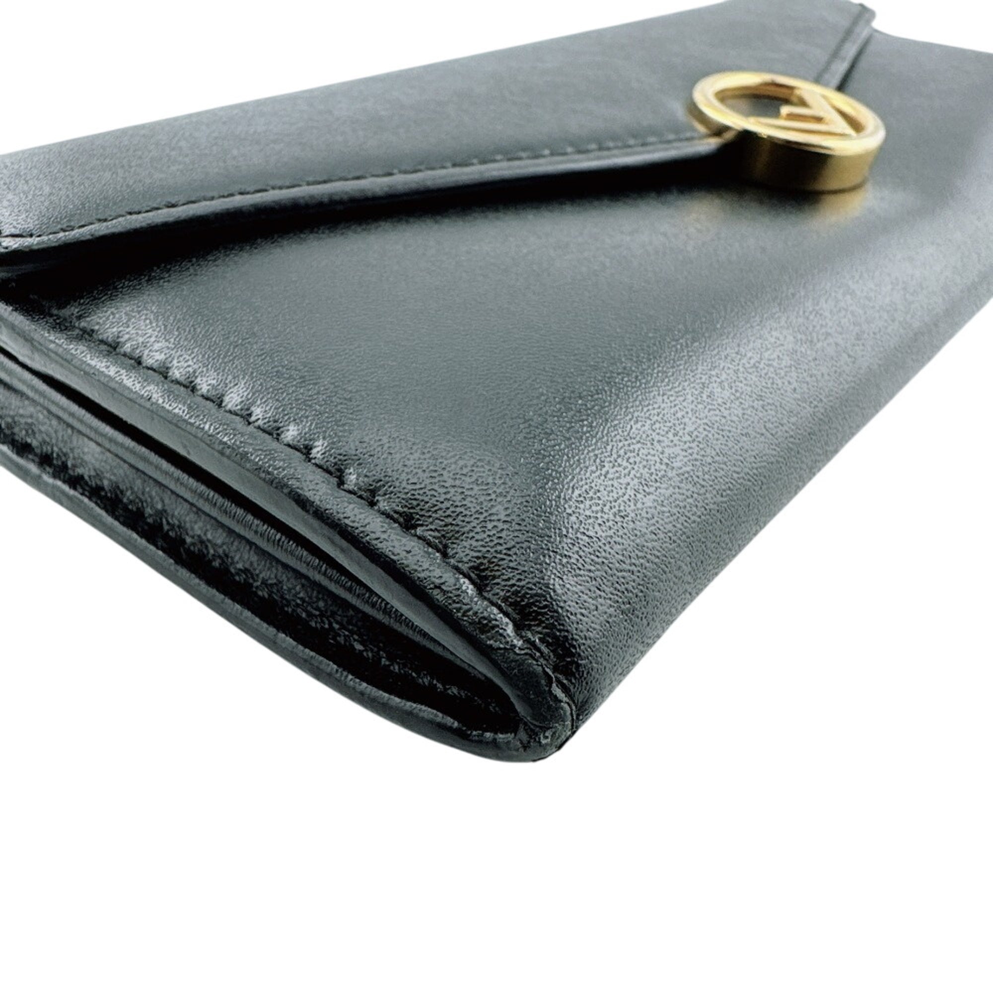Fendi Black Leather Long Wallet (Bi-Fold) (Pre-Owned)