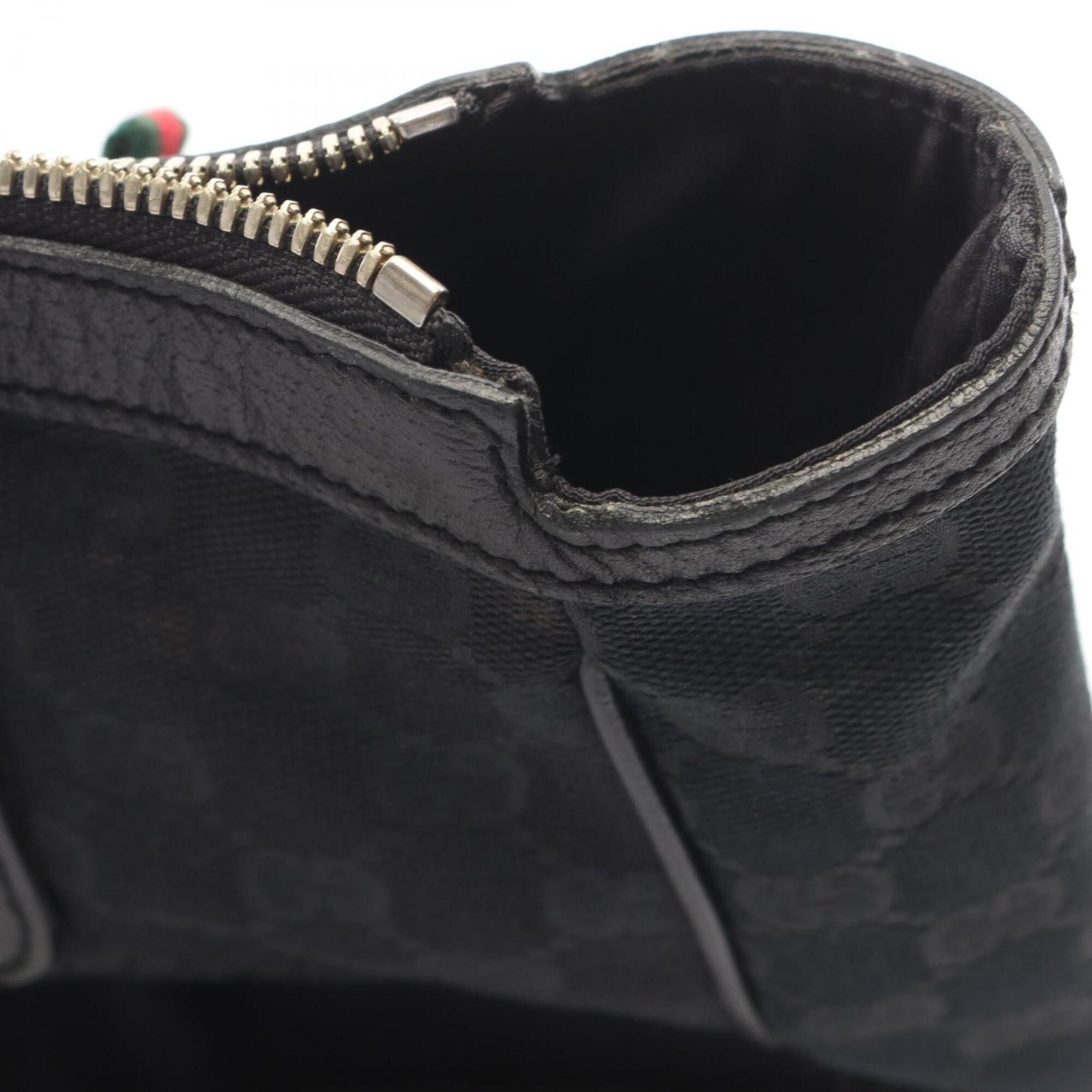 Gucci Black Canvas Leather Handbag Tote Bag (Pre-Owned)