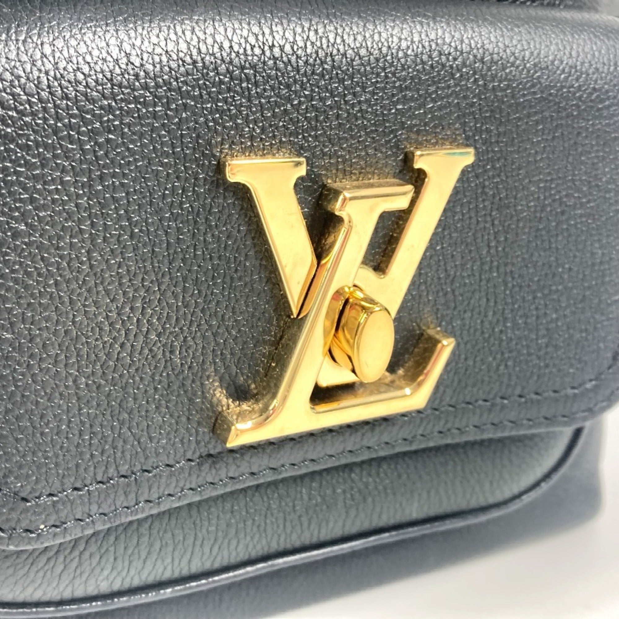 Louis Vuitton Black Noir Leather Handbag Shoulder Bag (Pre-Owned)