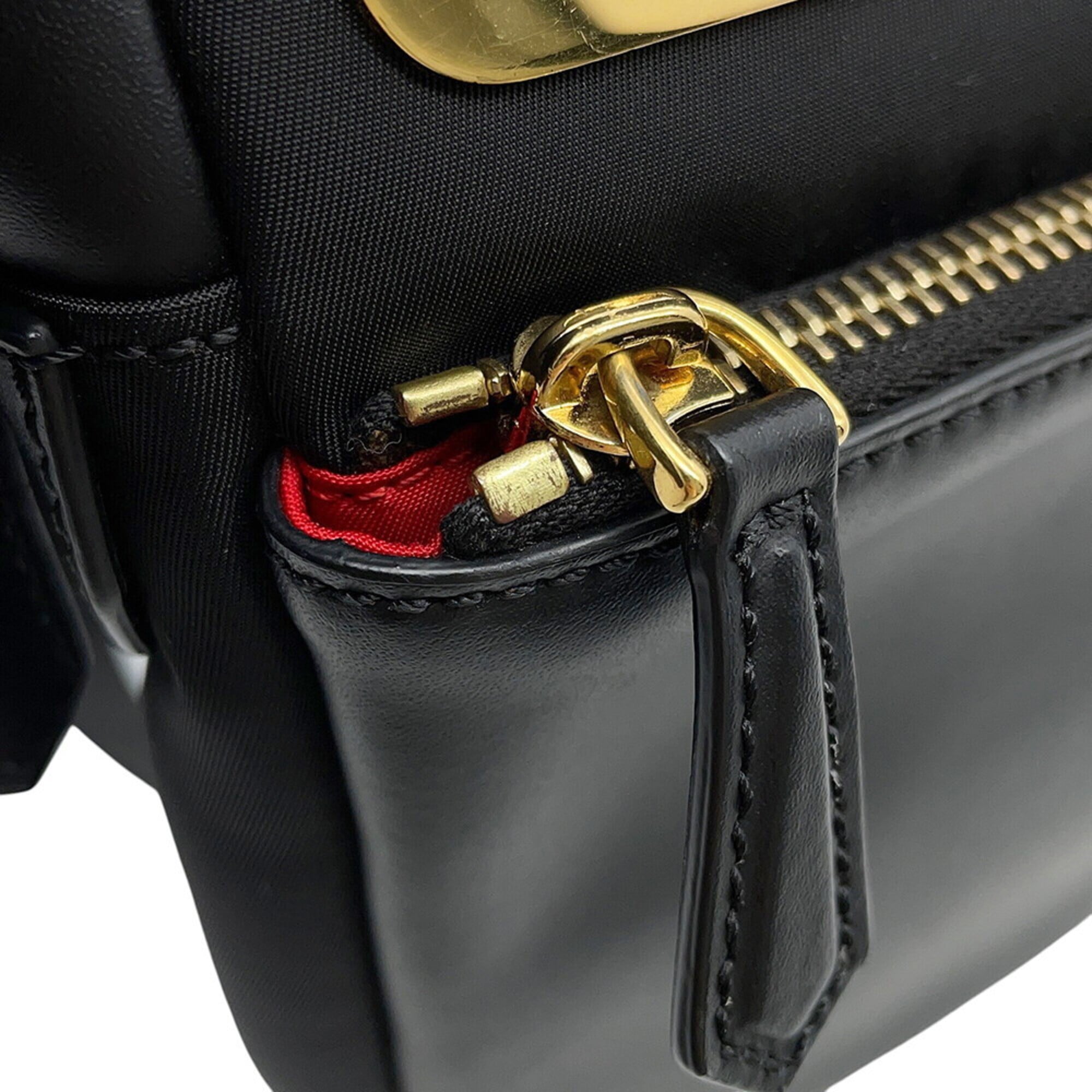 Fendi Black Nylon Leather Handbag Sling Bag (Pre-Owned)