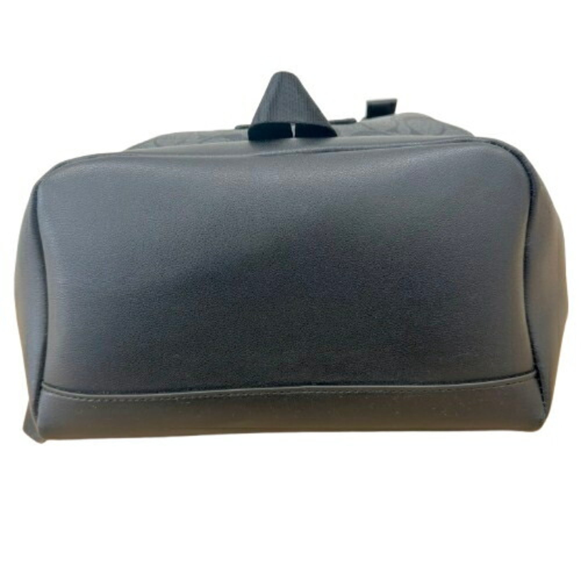 Coach Signature Black Leather Canvas Backpack (Pre-Owned)