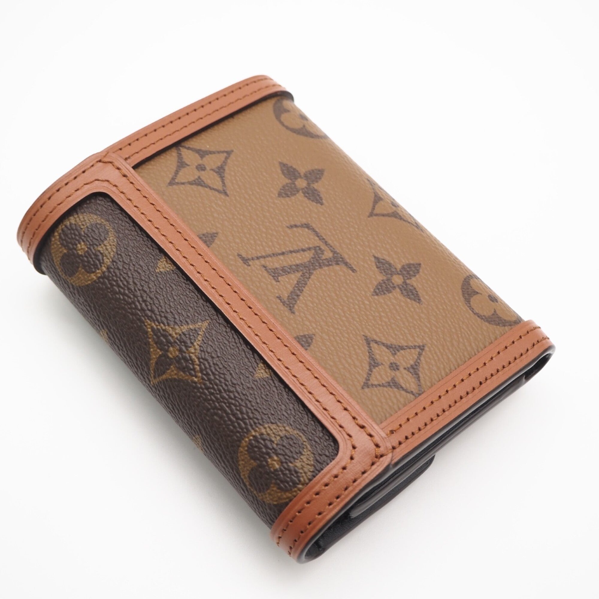 Louis Vuitton Monogram Reverse Beige Brown Coated Canvas Leather Wallet (Tri-Fold) (Pre-Owned)