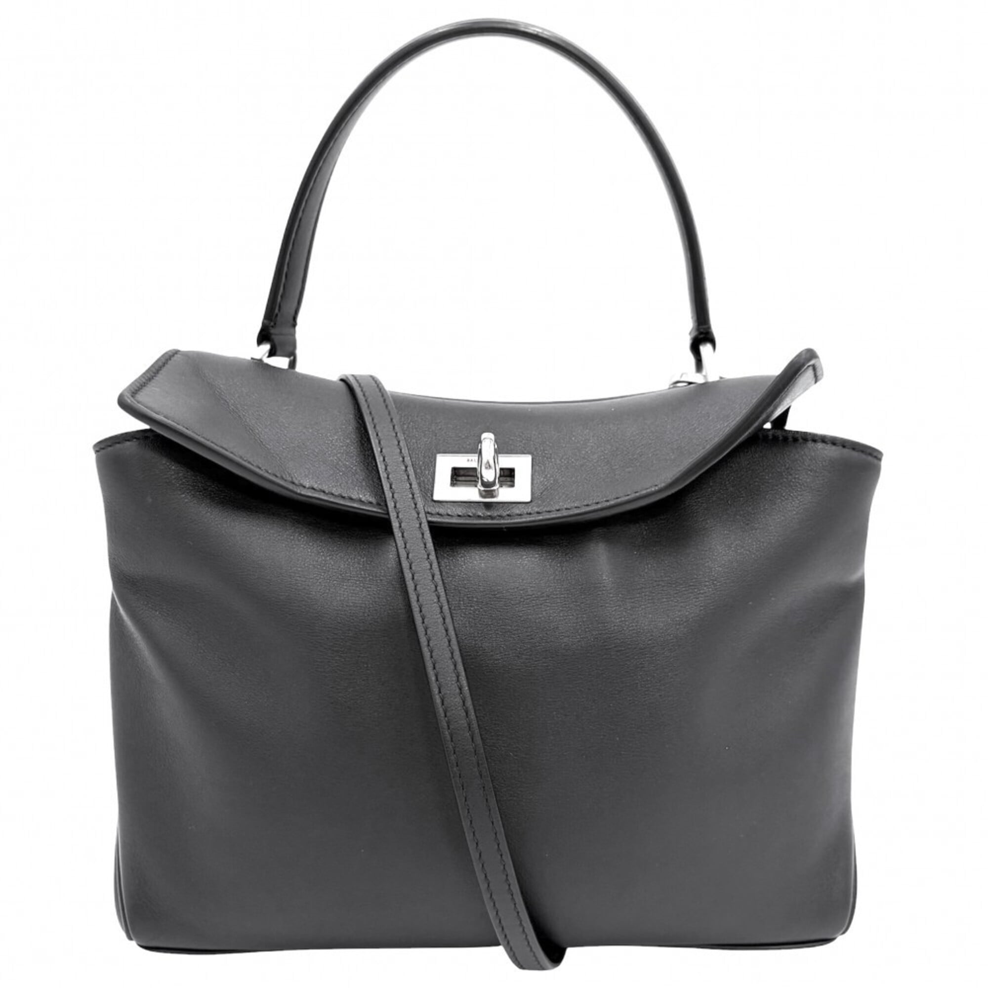 Balenciaga Black Leather Handbag Shoulder Bag (Pre-Owned)