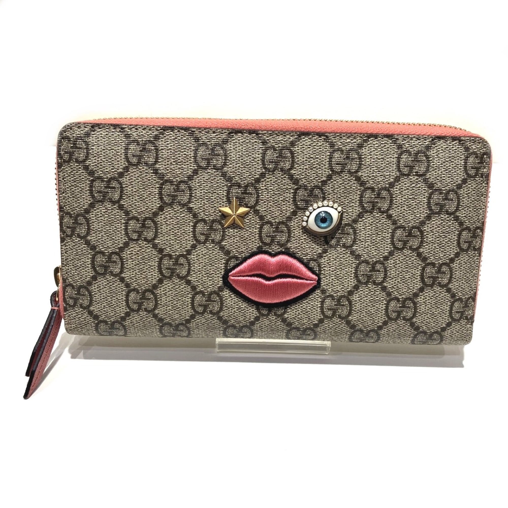 Gucci Brown Pink Leather Long Wallet (Bi-Fold) (Pre-Owned)