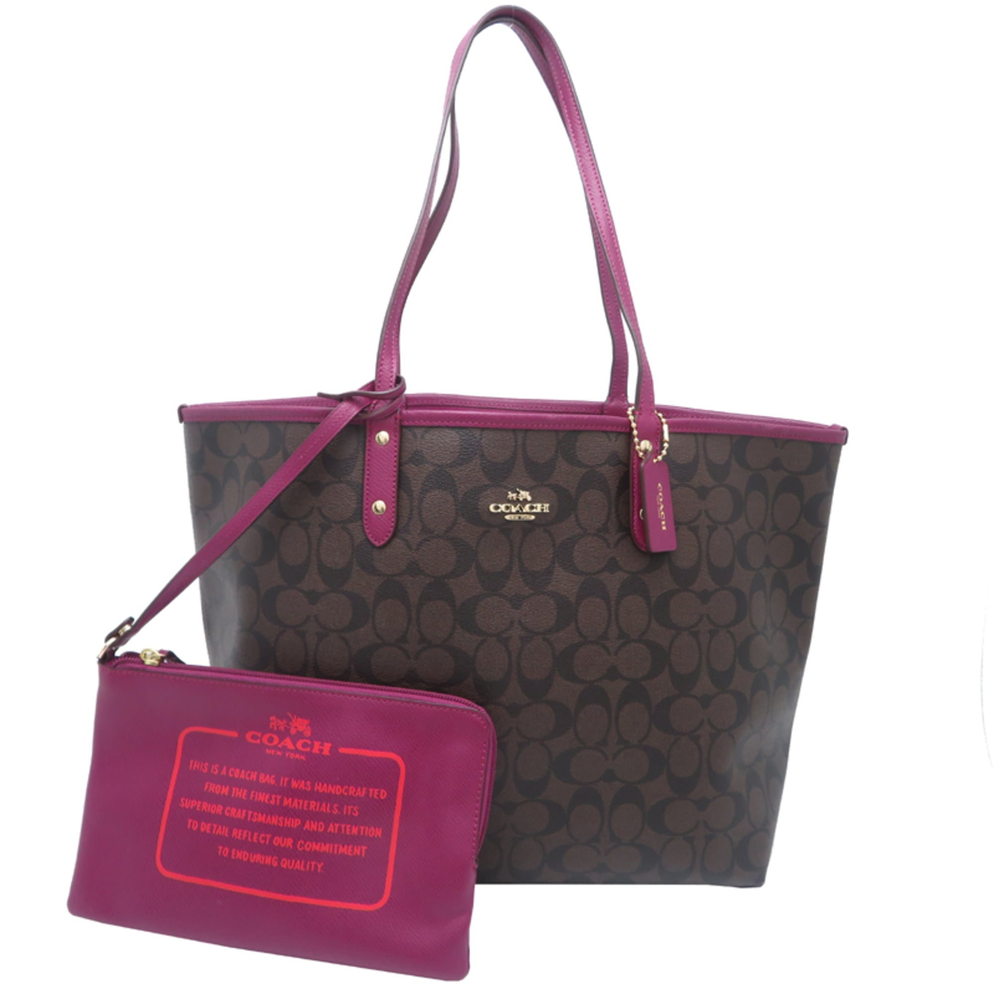 Coach Brown Leather Pvc Tote Bag (Pre-Owned)
