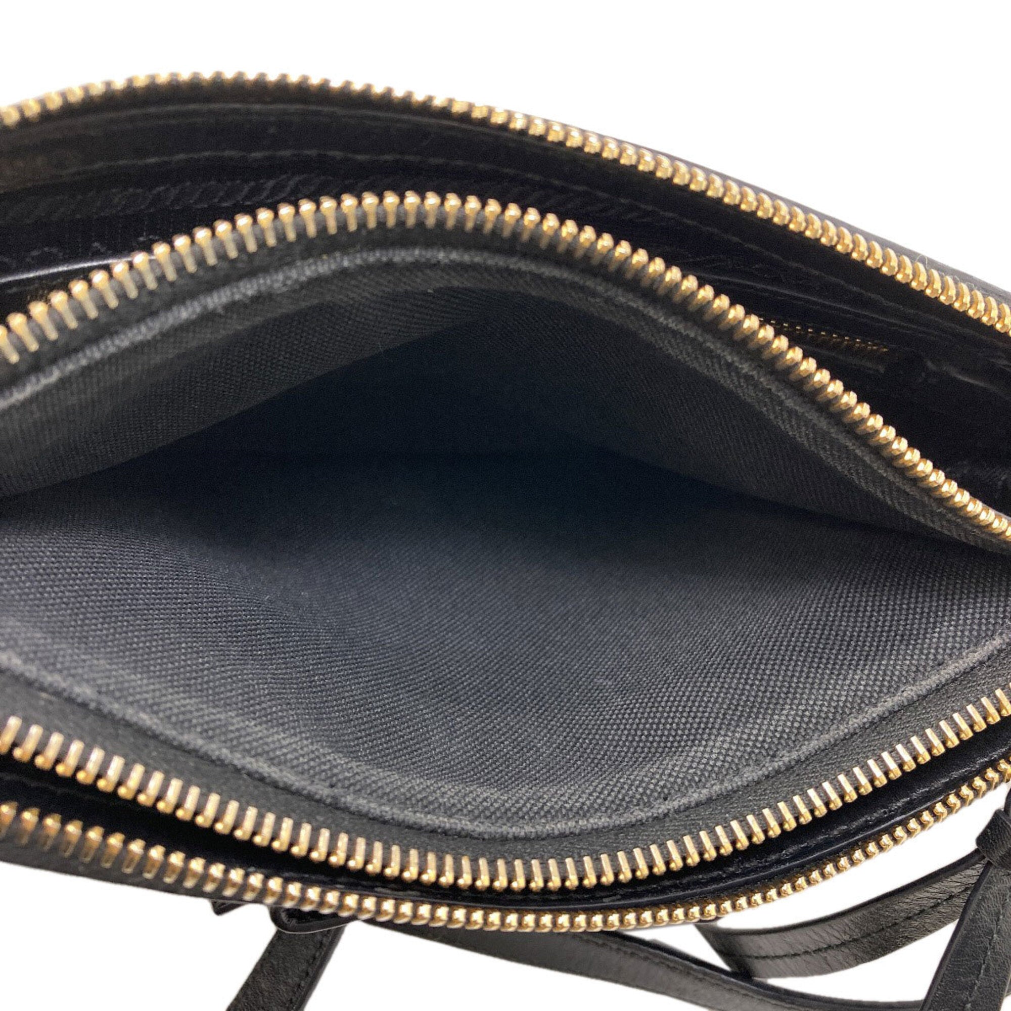 Prada Black Canvas Leather Shoulder Bag (Pre-Owned)